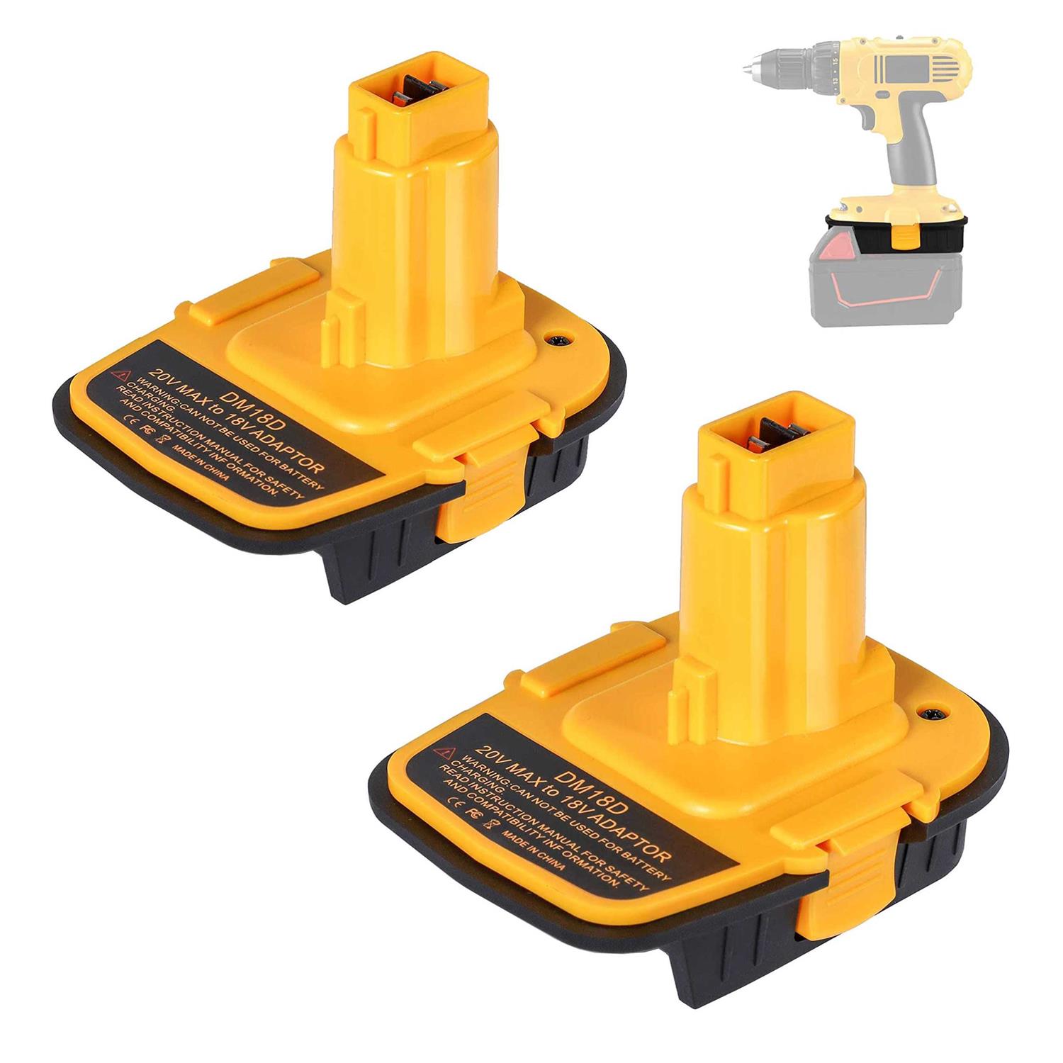 JJXNDO for Dewalt 20V to 18V Battery Adapter 2-Pack DM18D Upgraded Version DCA1820 Converter for Dewalt 18V/20V & for Milwaukee M18 18V Battery to - Cheap Fitting