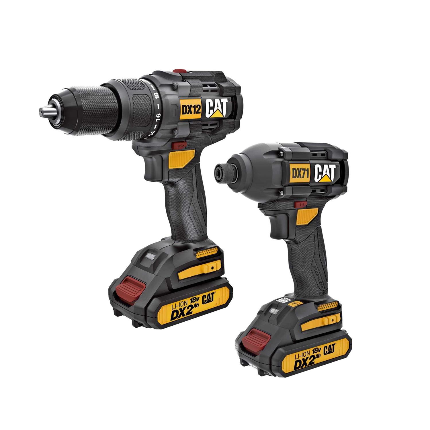 CAT 18V Cordless Hammer Drill & Impact Driver Kit DX12K - Cheap Fitting