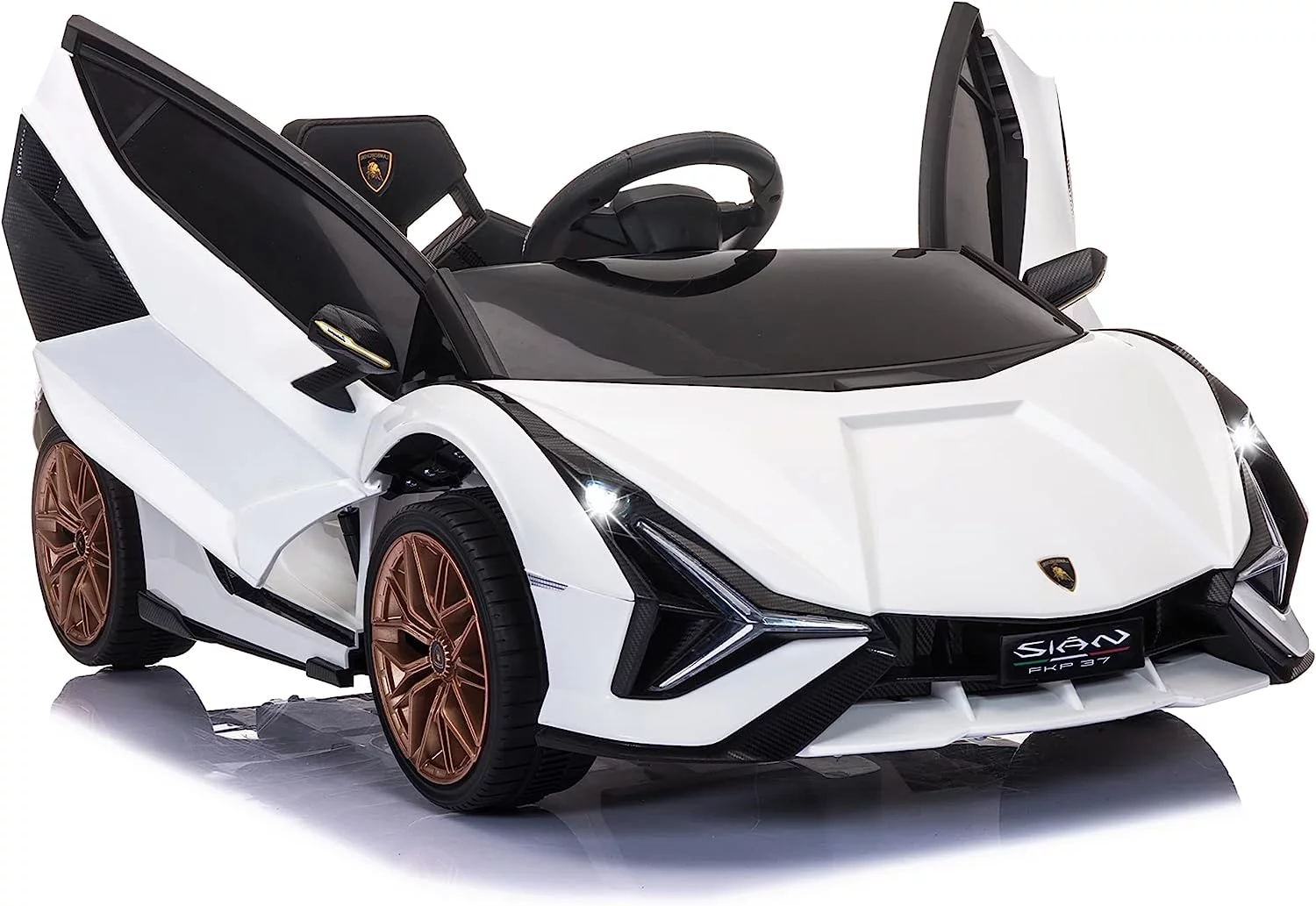 TOBBI 24V Lamborghini STO Licensed Kids Ride on Drift Car Gray Electric Car W/Remote Control LED Lights, up to 10 mph - Cheap Fitting