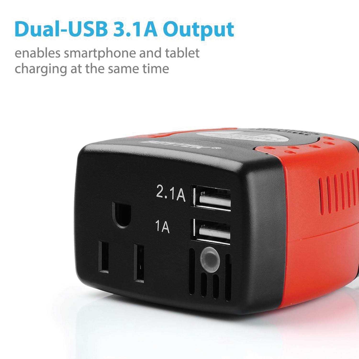 Bestek 150W Car Power Inverter Charger with 2 USB Charging Ports - Cheap Fitting