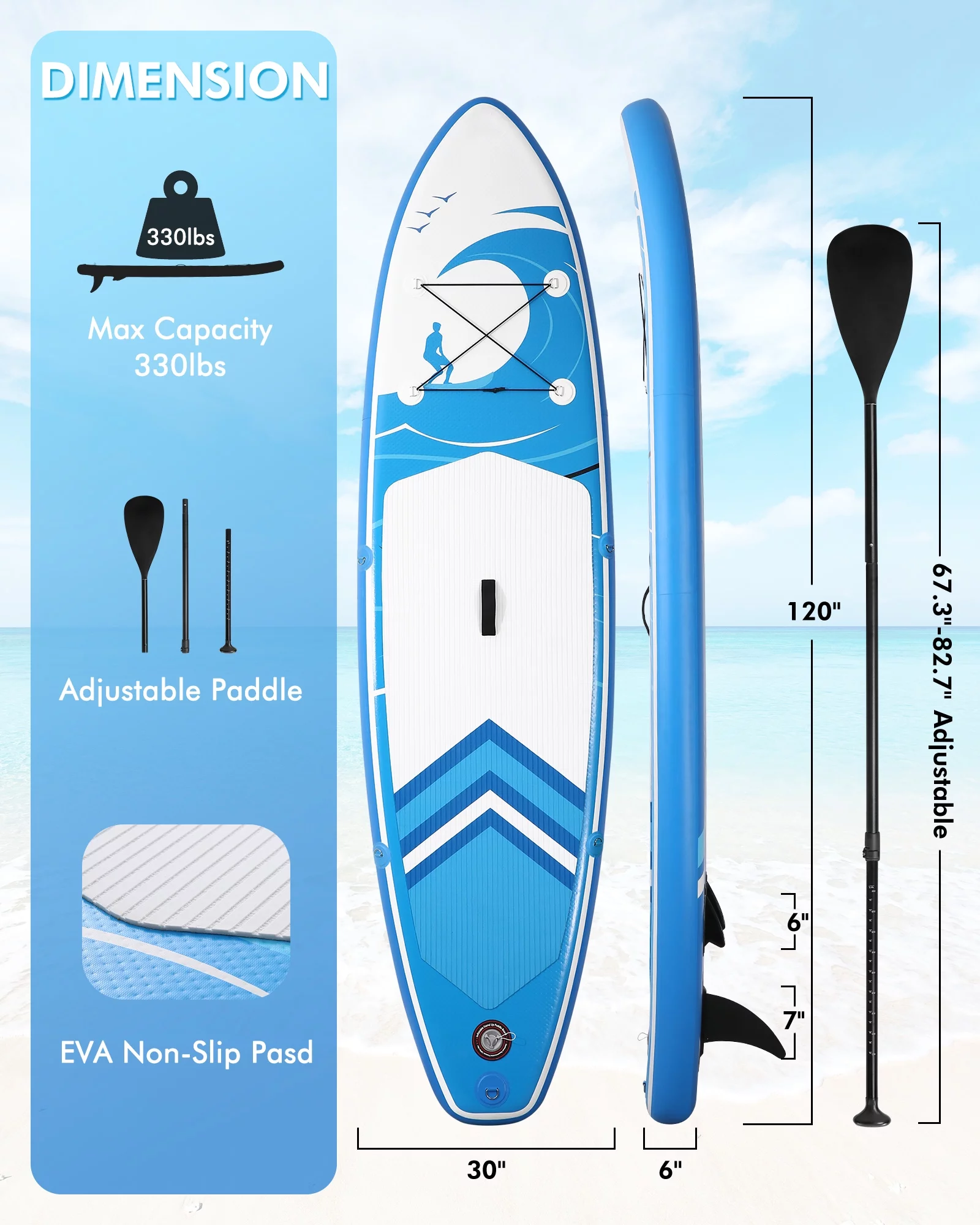 Marnur Inflatable Paddle Board Stand up Paddle Board 10' SUP 6 in.Thick Board Carry Bag & Fast Pumping Green - Cheap Fitting