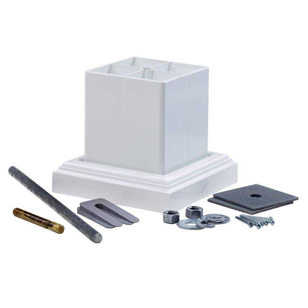 Veranda 5 in. x 5 in. Vinyl Fence Post Concrete Mount - Cheap Fitting