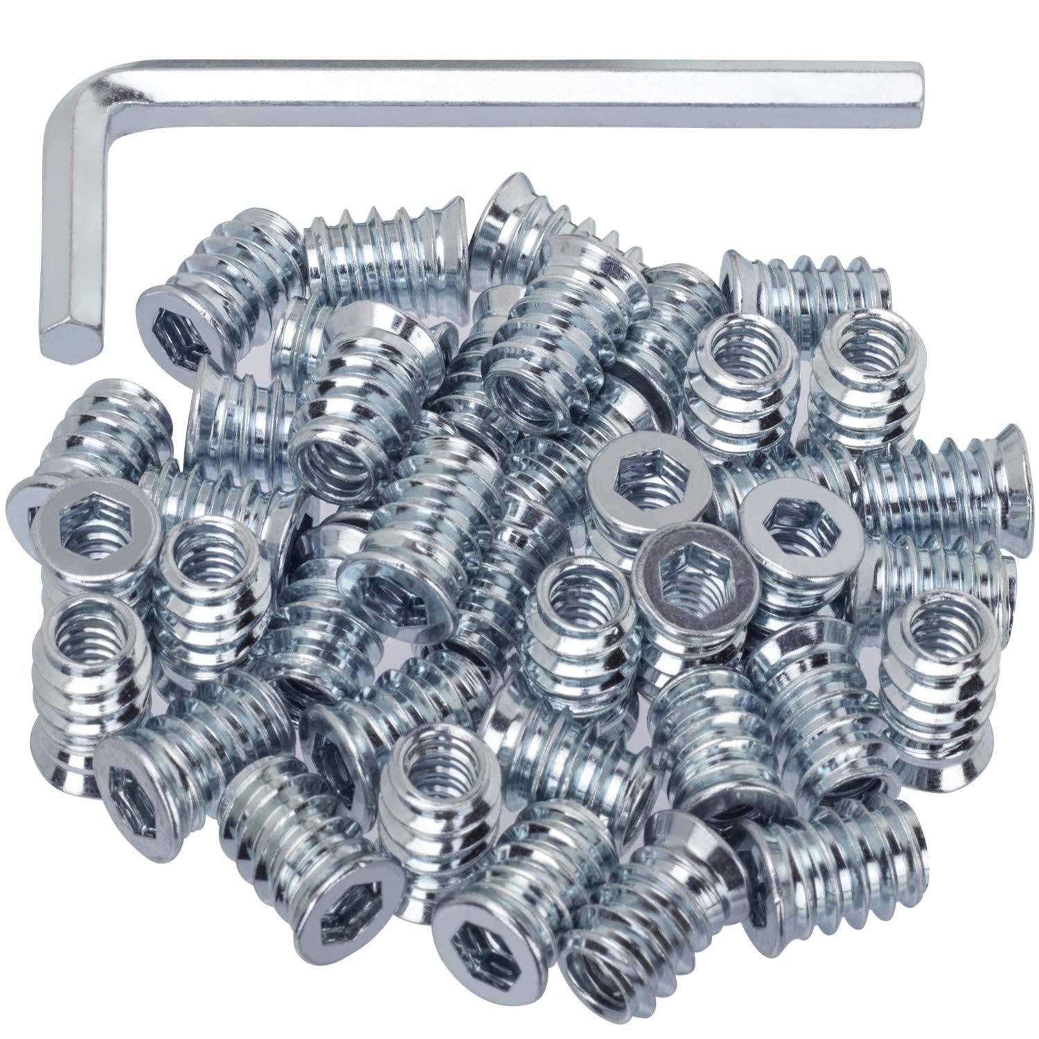 40 Pack Threaded Insert Nutsert 1/4-20 x 15mm Screw in Nut Threaded Wood Inserts - Cheap Fitting