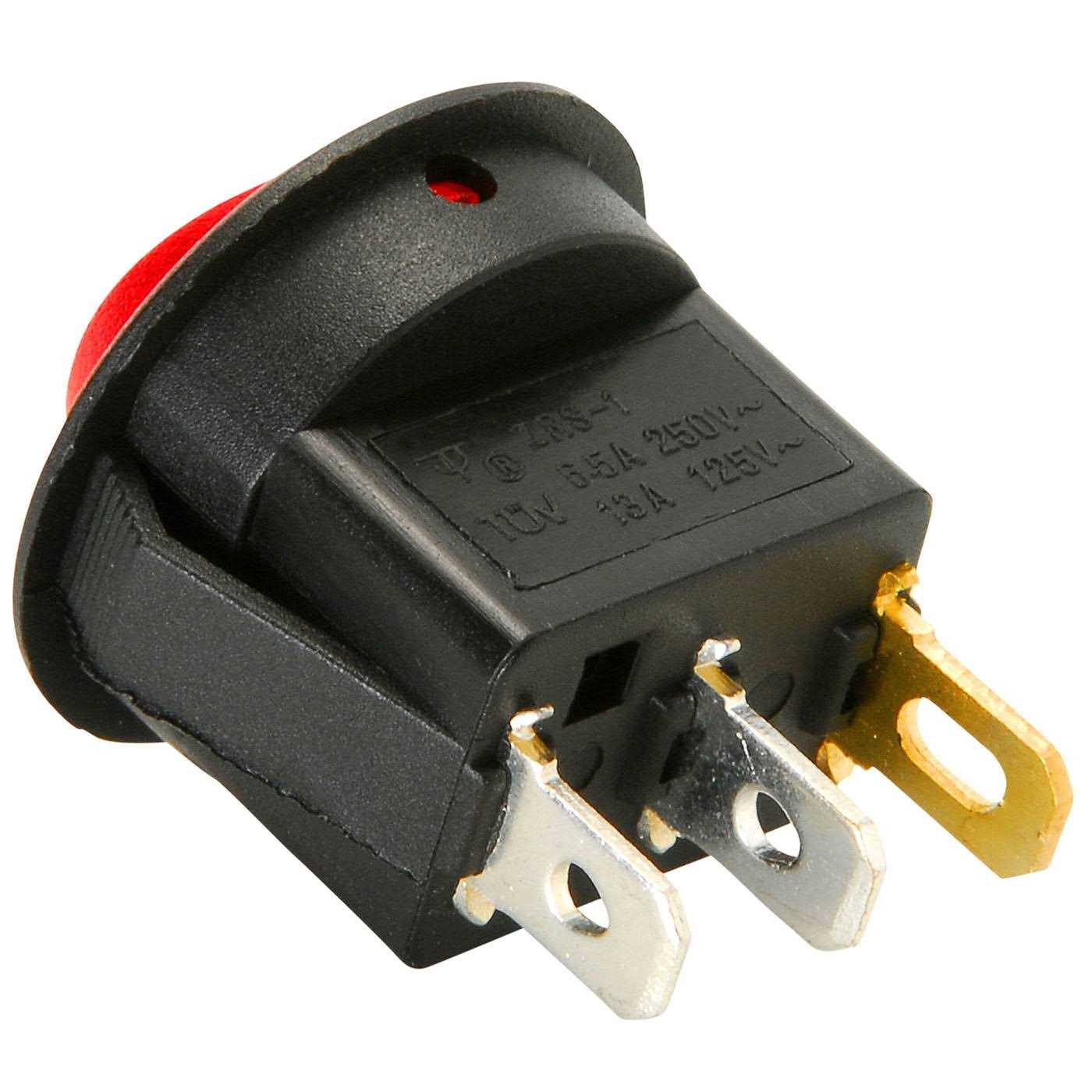 Parts Express Spst Round Rocker Switch with Red Illumination 13A 125vac - Cheap Fitting