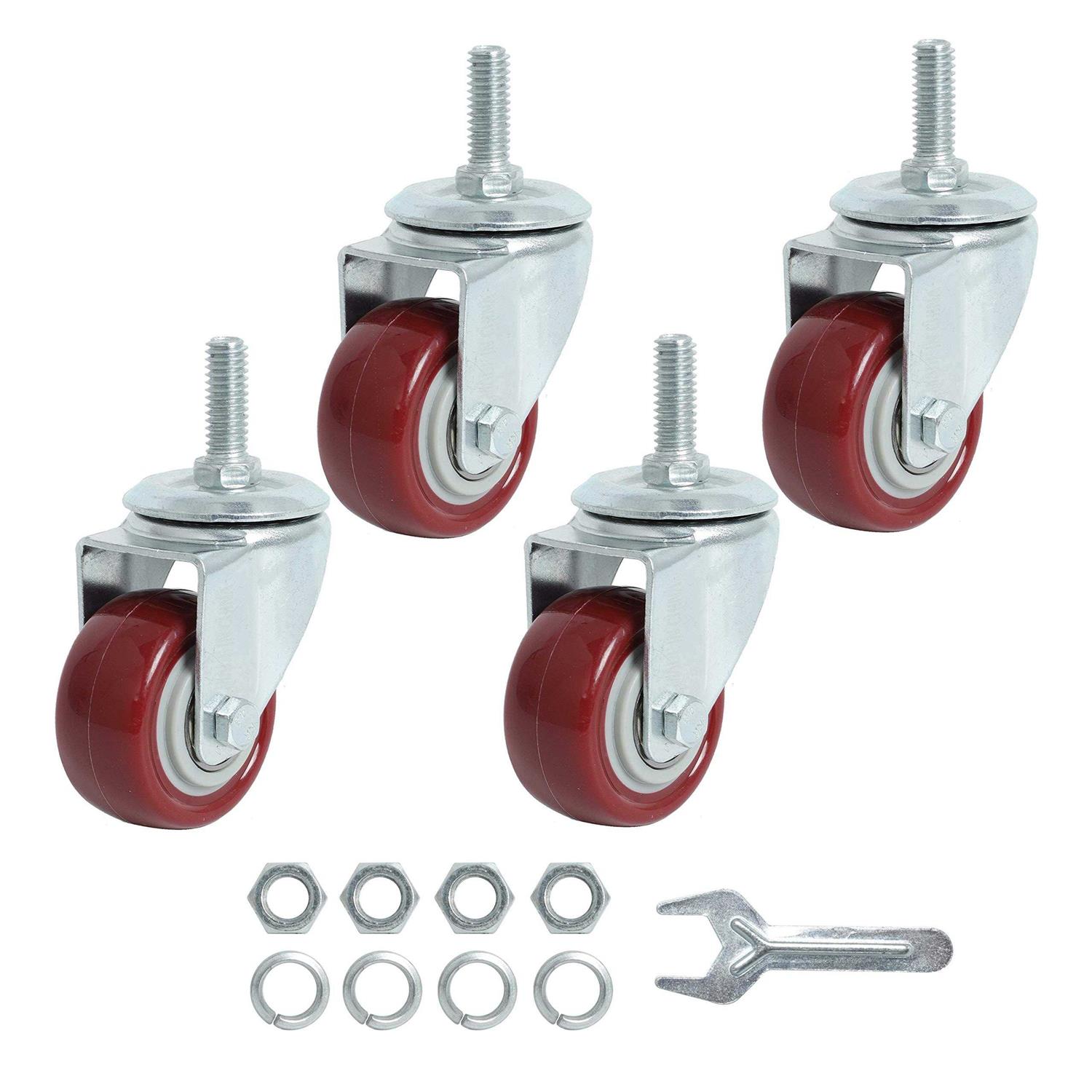 Finnhomy Swivel Caster Wheels 2 Inch Heavy Duty Threaded Stem Casters 1 Set of 4 Premium Polyurethane Wheels PU Load Bearing - Cheap Fitting