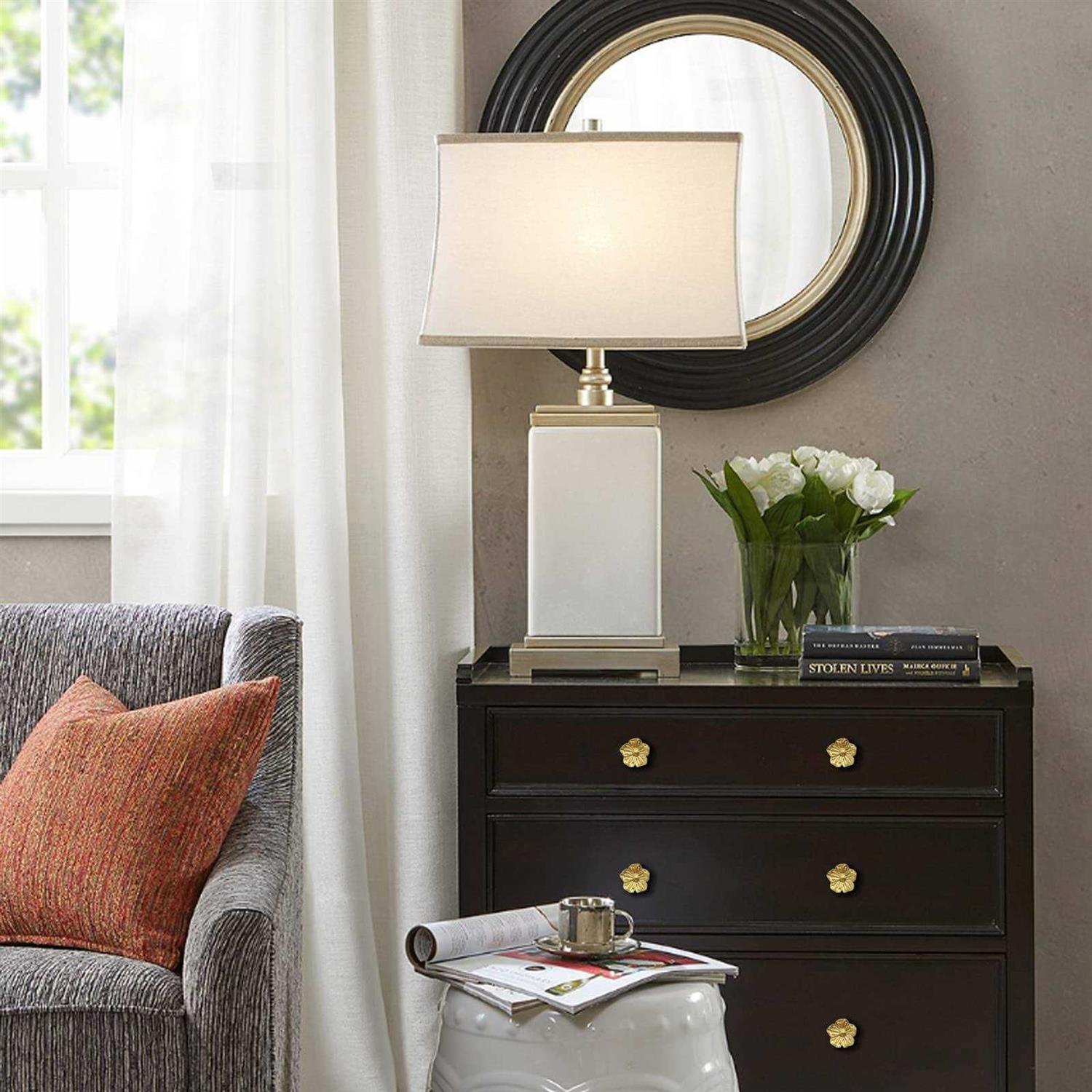 a/a flower shape brass cabinet knobs for cabinet drawer cupboard dresser pulls handle single hole hardware handle 4 pieces - Cheap Fitting