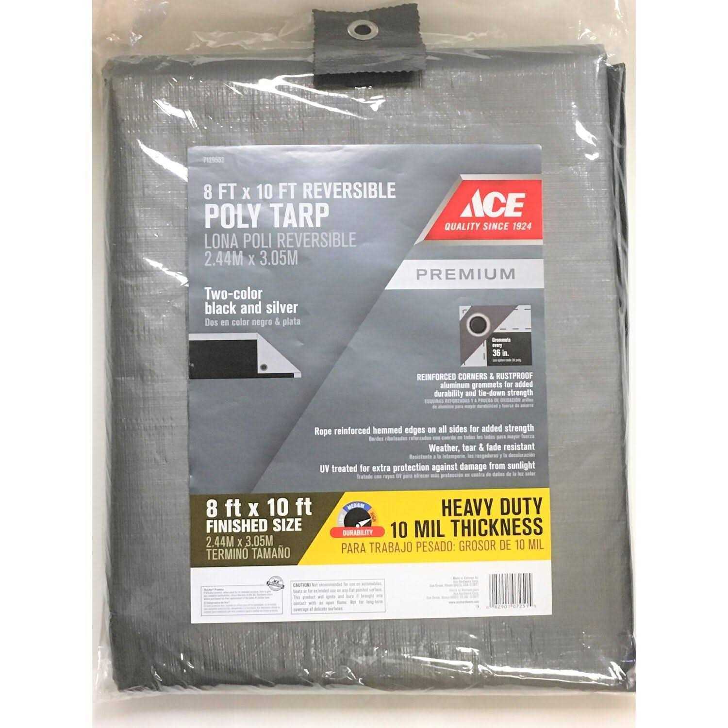 Ace Silver/Black Heavy Duty Tarp 8 ft. W x 10 ft. L - Cheap Fitting