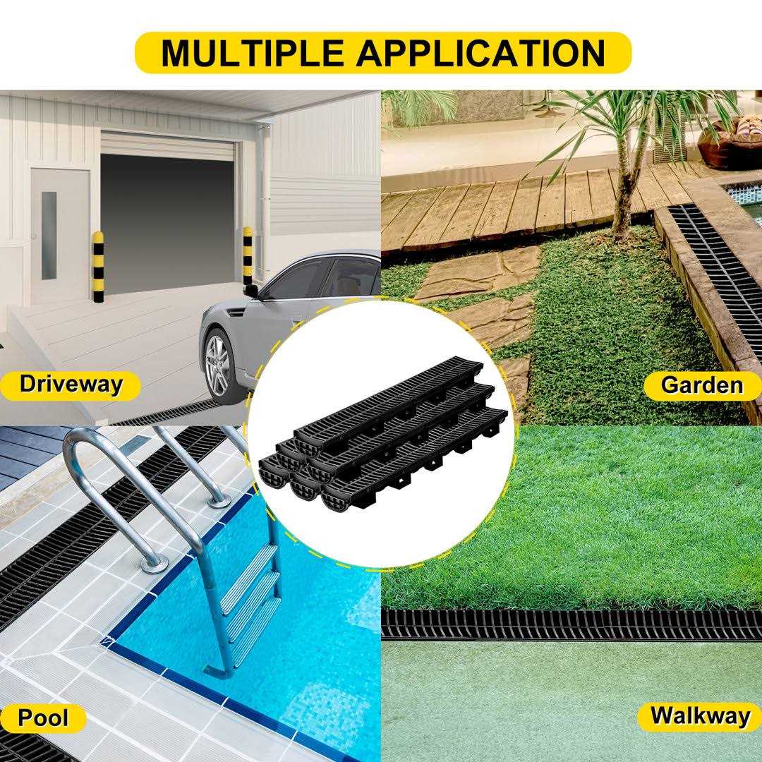VEVOR Trench Drain System Channel Drain with Plastic Grate 5.8×3.1-Inch Hdpe Drainage Trench PSLGM100456SVQGGJV0 - Cheap Fitting