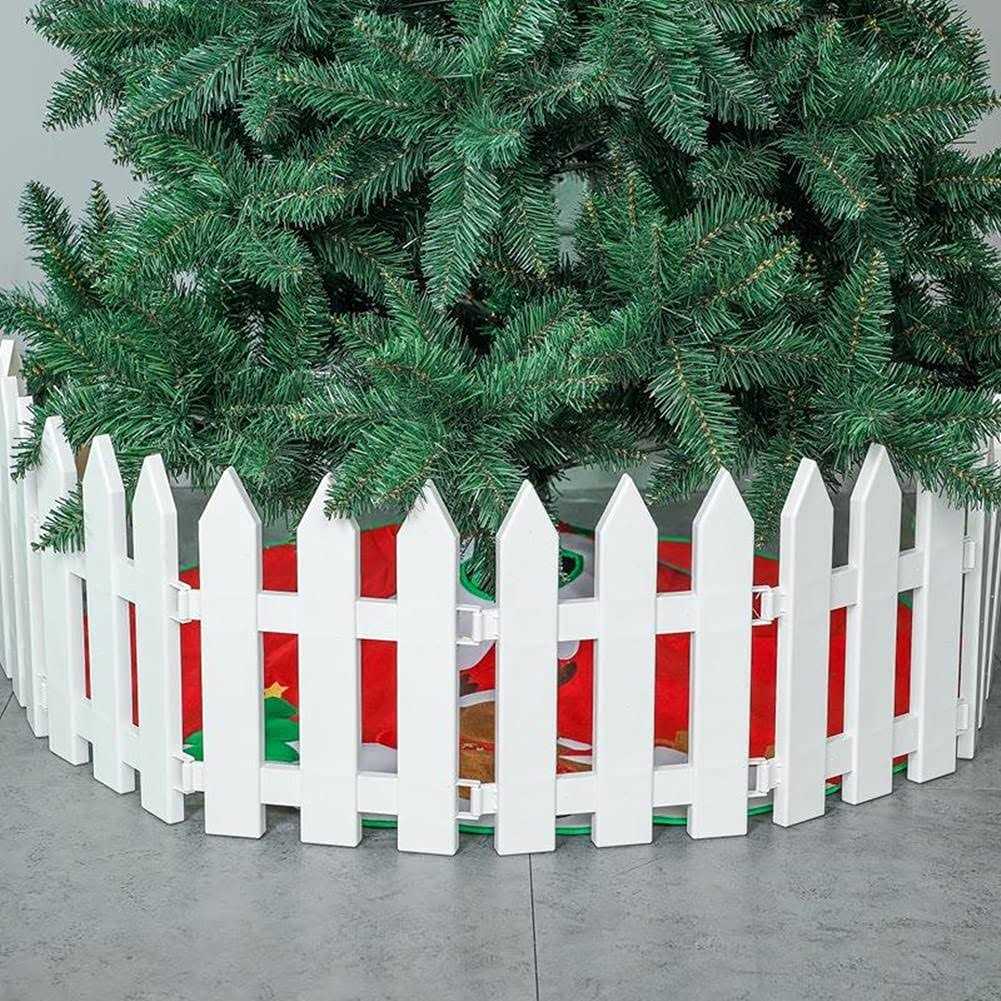 White Christmas Tree Fence 4 pcs 9.8×11.8 Inch Christmas Tree Gate for Dogs Cats Wedding Party Decoration Indoor Garden Border Grass Lawn Edge Fence - Cheap Fitting