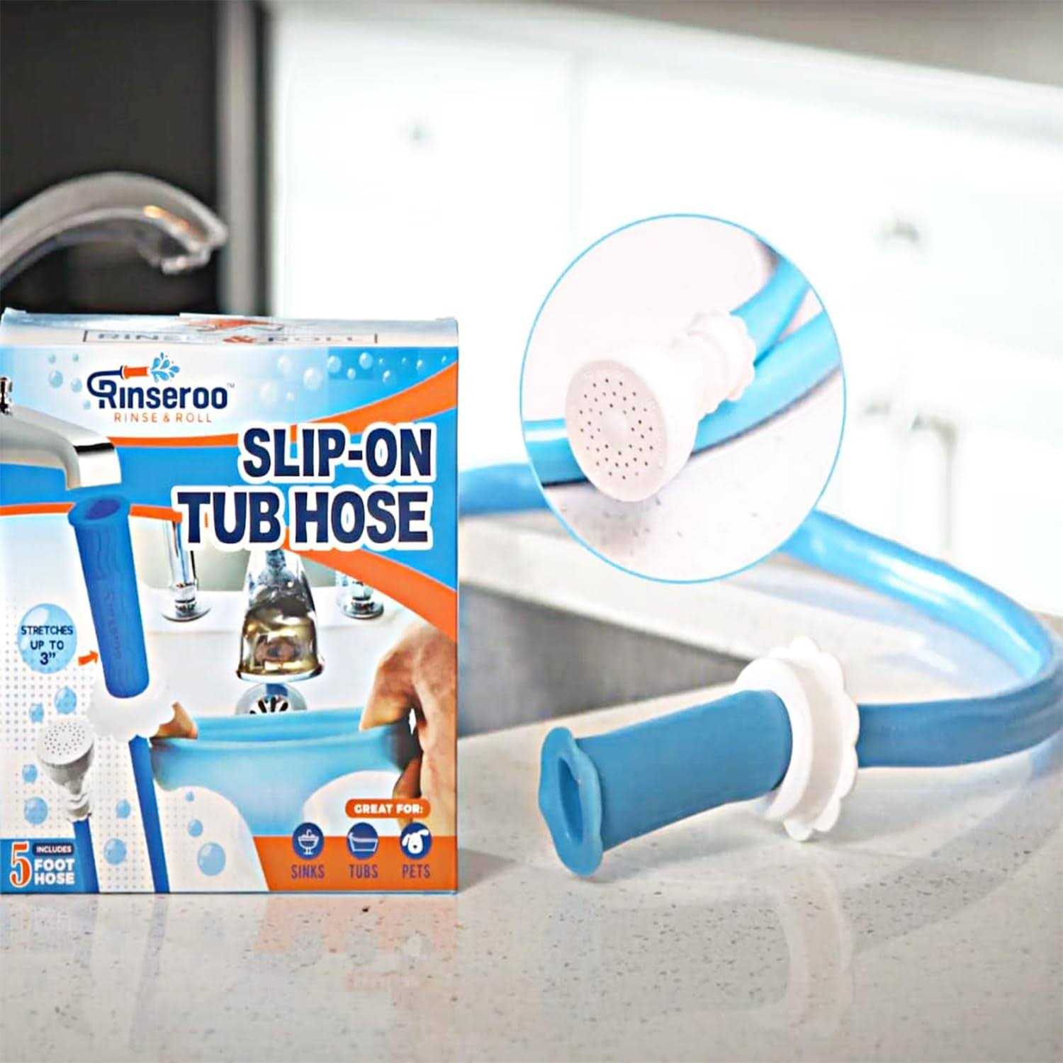 Rinseroo Tub Faucet Hose and Sprayer Slips On to Tub Spout for Hair Washing, Baby or Dog Bath. Bathtub Faucet Showerhead Attachment. Sh - Cheap Fitting