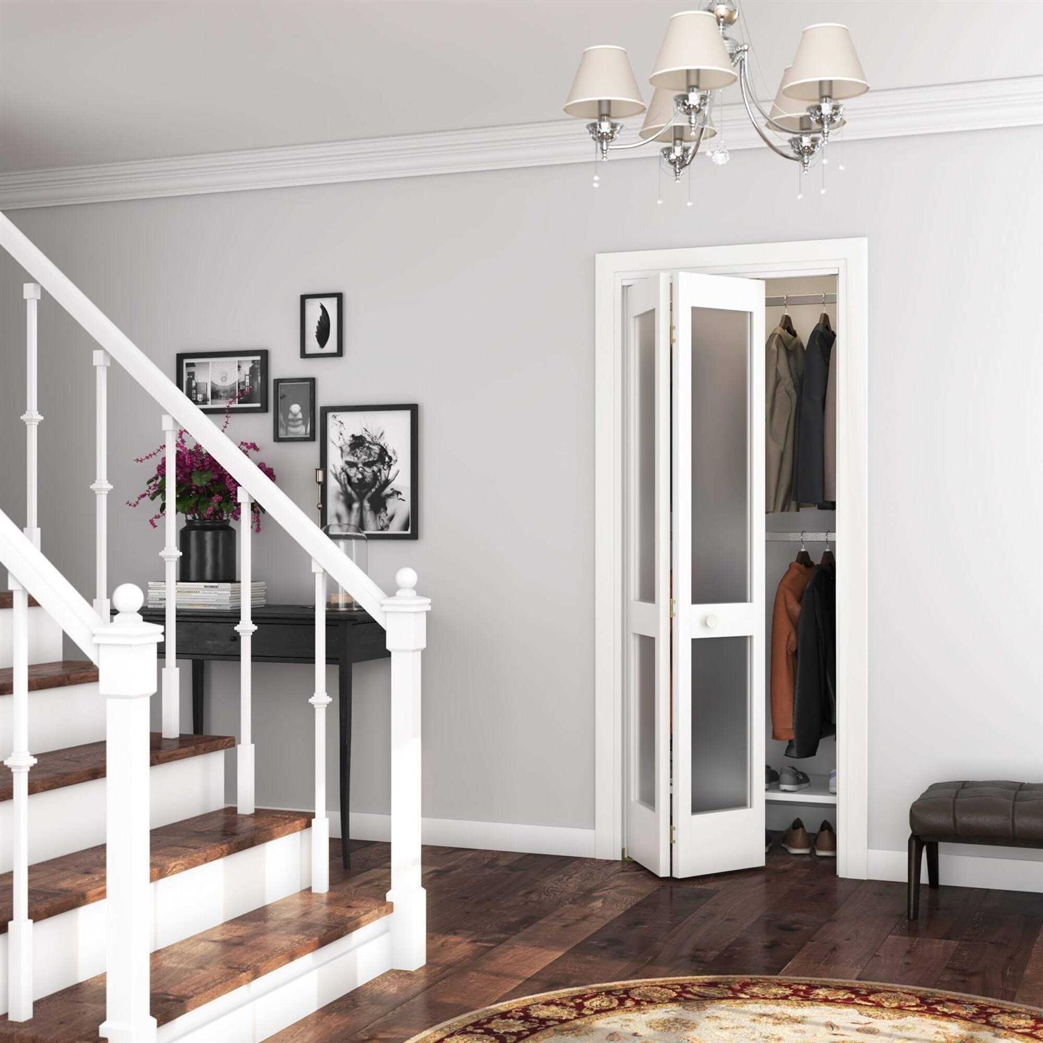 EightDoors 80 in. x 1-3/8 in. Frosted Glass Shaker Primed Solid Core Wood - Cheap Fitting