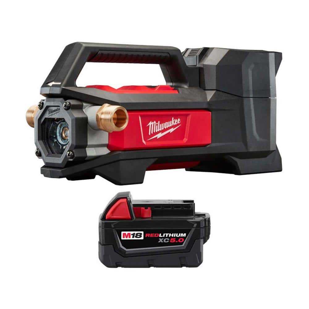Milwaukee M18 18-Volt 1/4 hp. Lithium-Ion Cordless Transfer Pump with M18 18-Volt 5.0 Ah Lithium-Ion XC Battery Pack - Cheap Fitting
