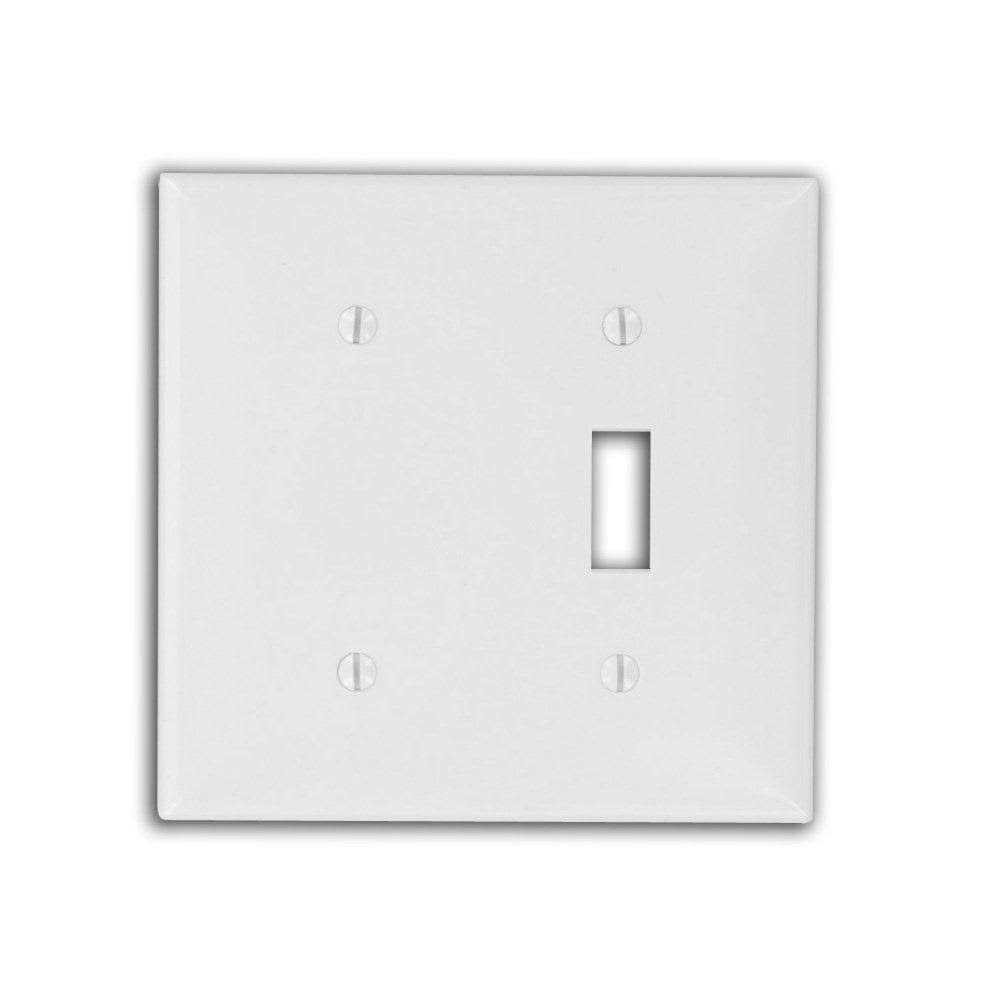 Leviton 80706-W 2-Gang 1-Toggle 1-Blank Device Combination Wallplate - Cheap Fitting