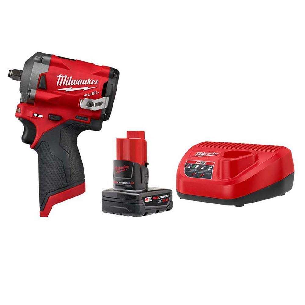 Milwaukee M12 FUEL 12-Volt Lithium-Ion Brushless Cordless Stubby 3/8 in. Impact Wrench w/4.0 Ah Starter Kit - Cheap Fitting