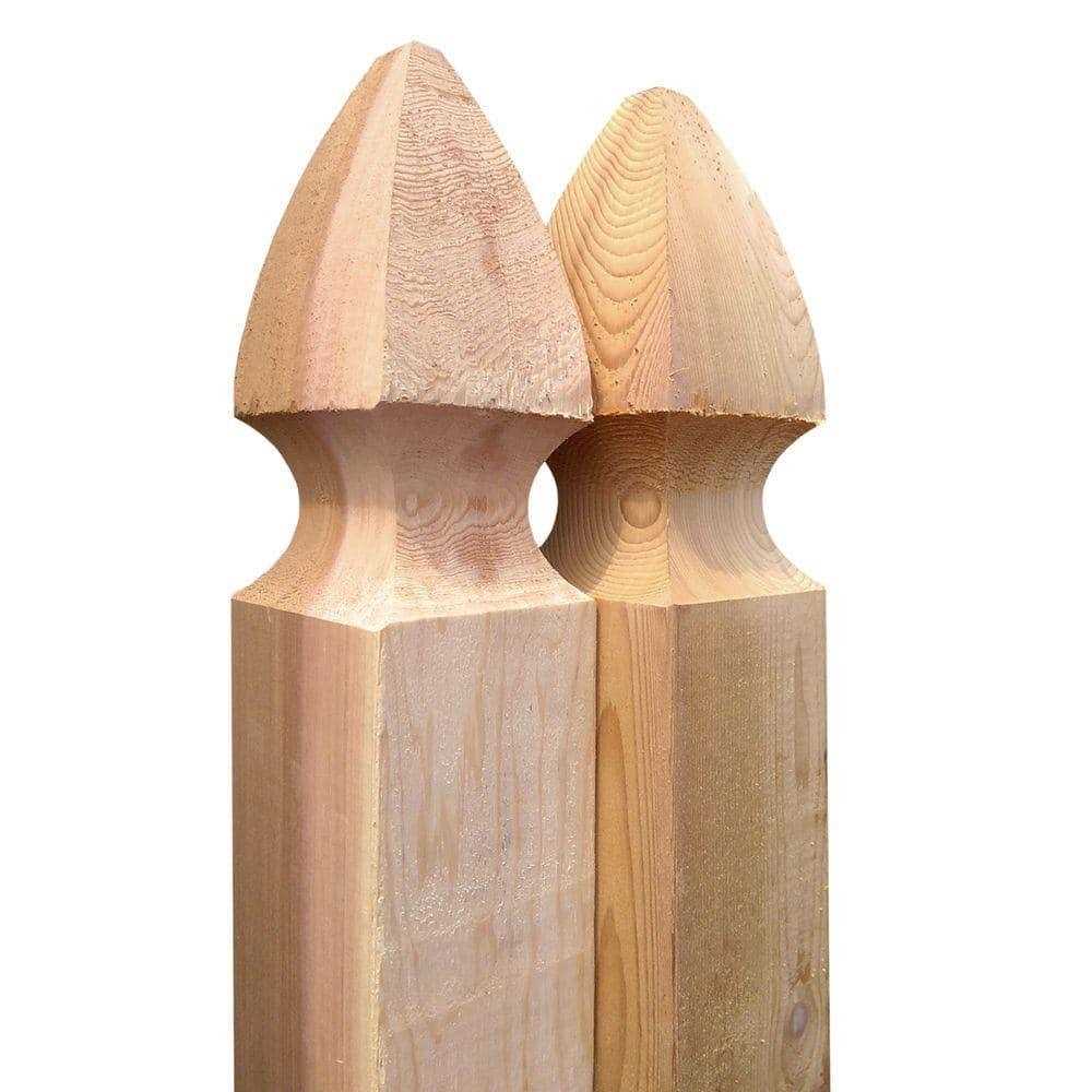 Outdoor Essentials 4 in. x 4 in. x 5 ft. Western Red Cedar French Gothic Fence Post - Cheap Fitting