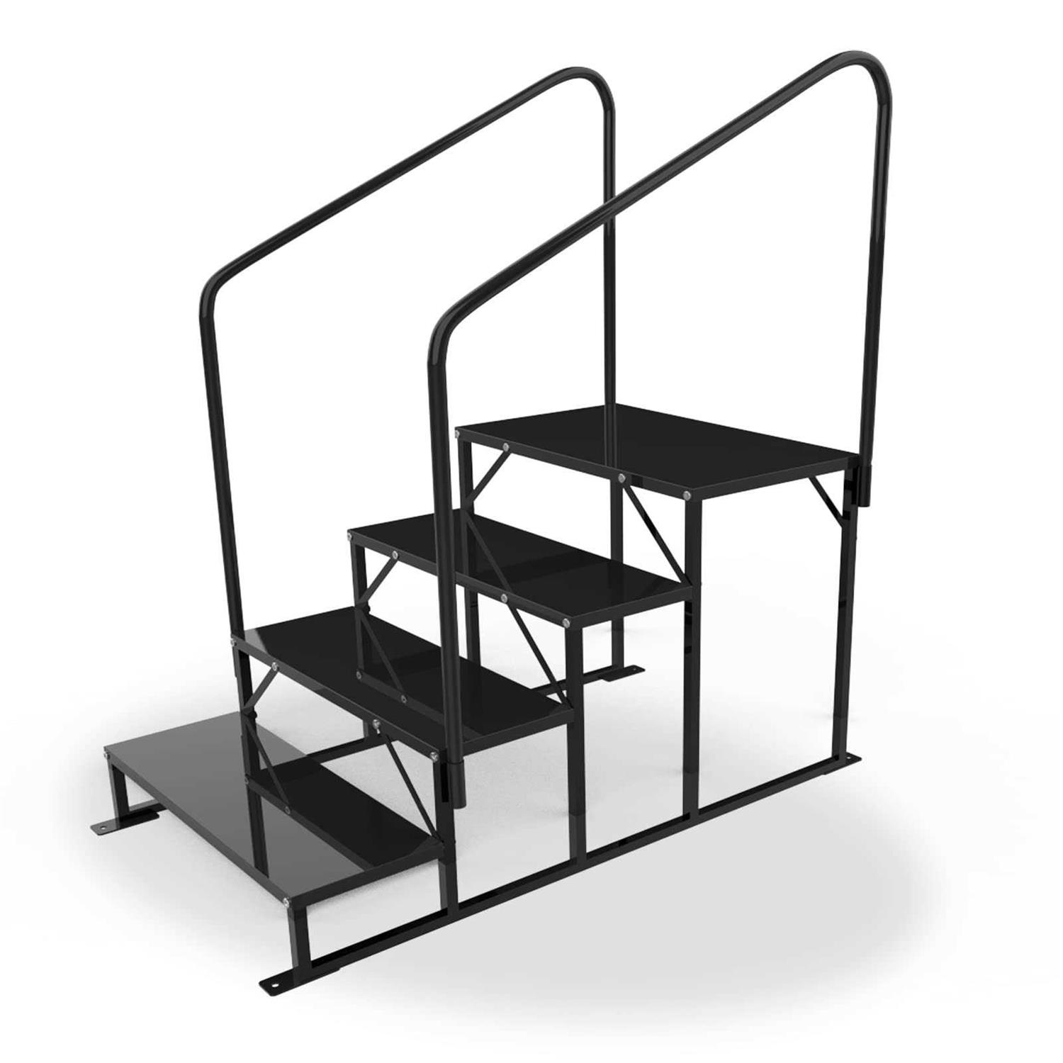 Updated Hot tub Steps & RV Steps with Two handrails 4 Steps Mobile Home Stairs Steps Outdoor - Cheap Fitting