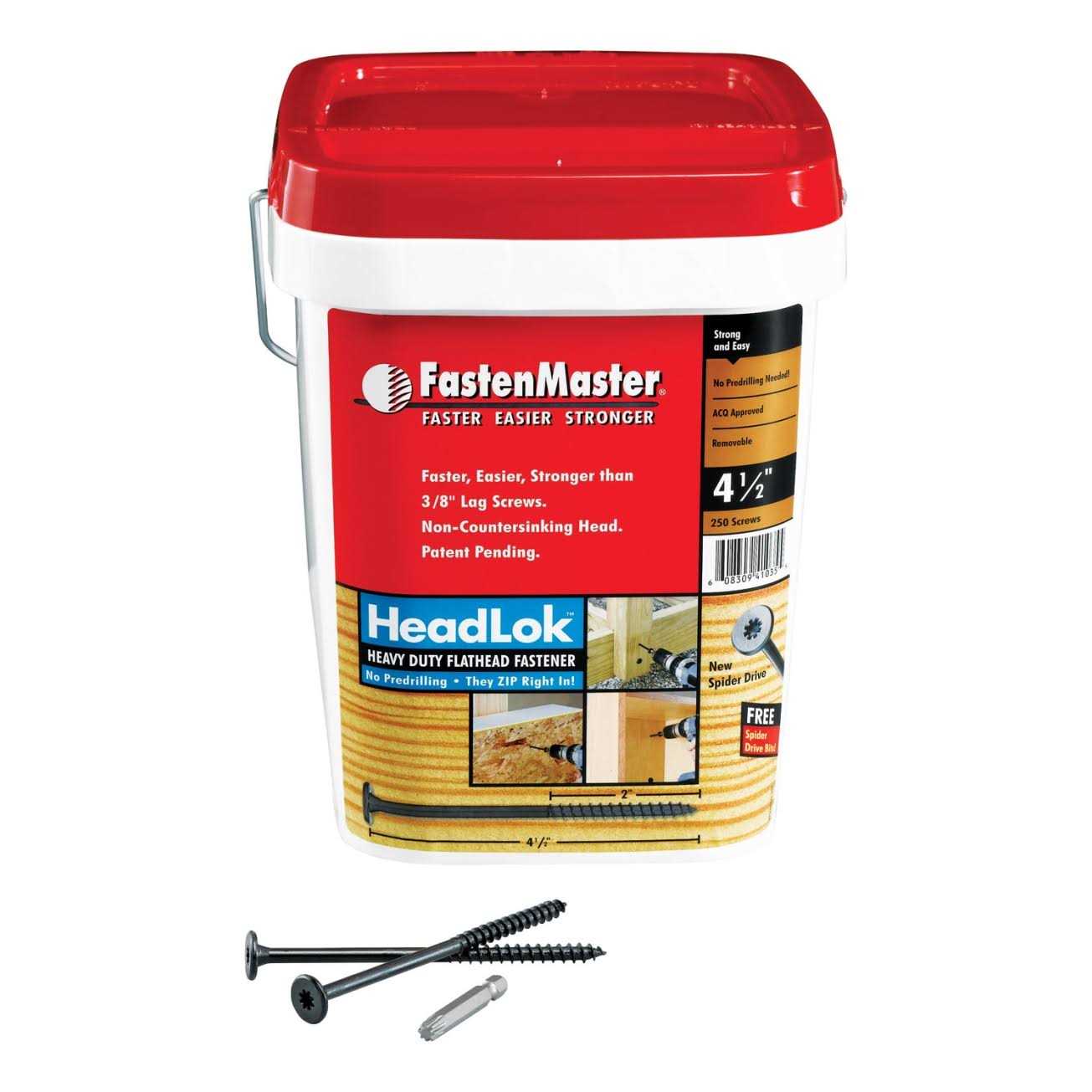 FastenMaster FMHLGM412-250 Headlok Flat Wood Screws - Cheap Fitting