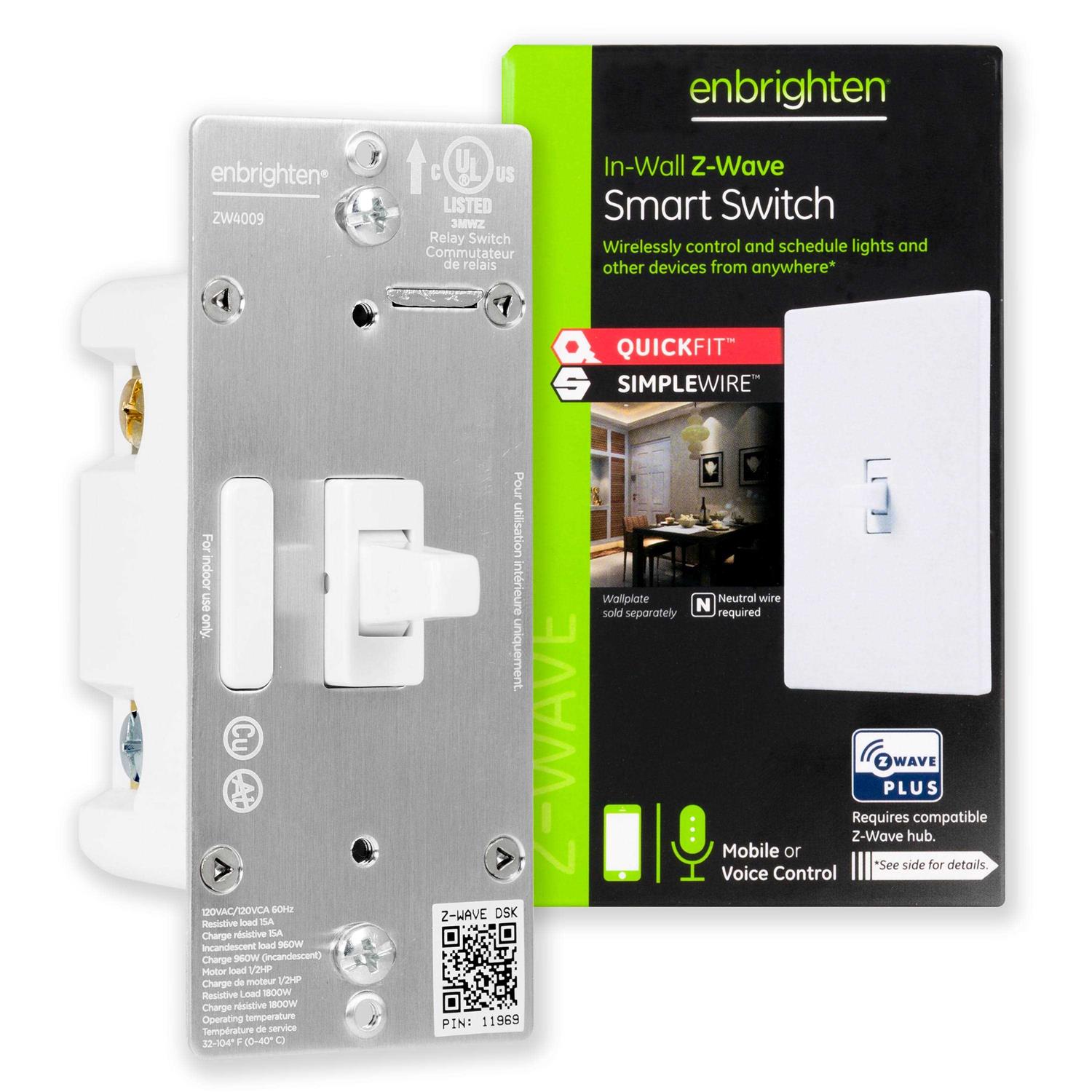 Enbrighten Z-Wave Smart Toggle Light Switch with QuickFit and SimpleWire - Cheap Fitting