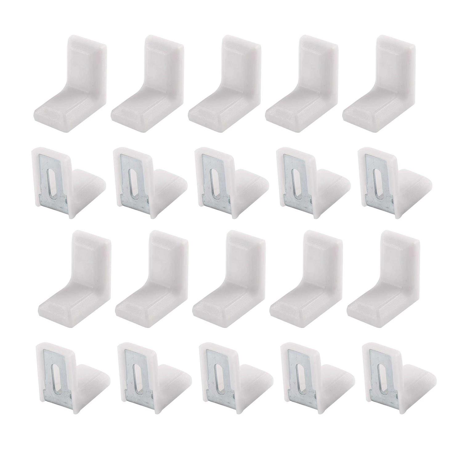 Corner Bracket Mcredy Plastic Corner Bracket L Corner Brace Metal Plastic Shelf Corner Brace 1.1×1.1×0.8 White 20pcs - Cheap Fitting