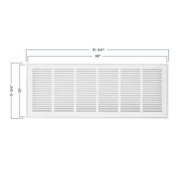EZ-FLO 10-in x 30-in Steel White Sidewall/Ceiling Return Air Filter Grille 61672 - Cheap Fitting