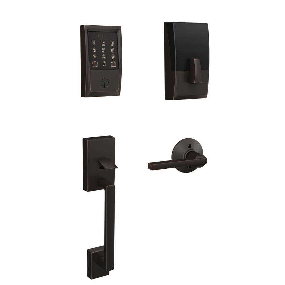 Schlage Century Aged Bronze Encode Smart Wi-Fi Deadbolt with Alarm and Century Handleset and Latitude Handle - Cheap Fitting