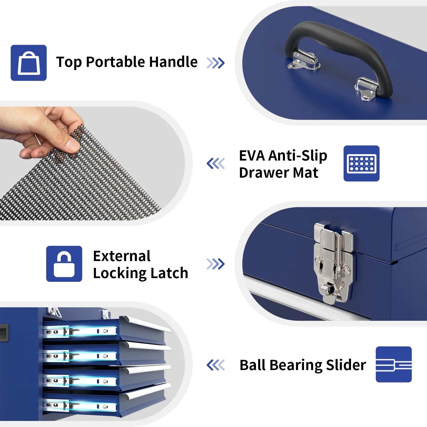 5 Drawer Mechanic Tool Chest with Wheels Heavy Duty Rolling Tool Box Cabinet Keyed Locking System Toolbox Organizer for Workshop Darkblue - Cheap Fitting