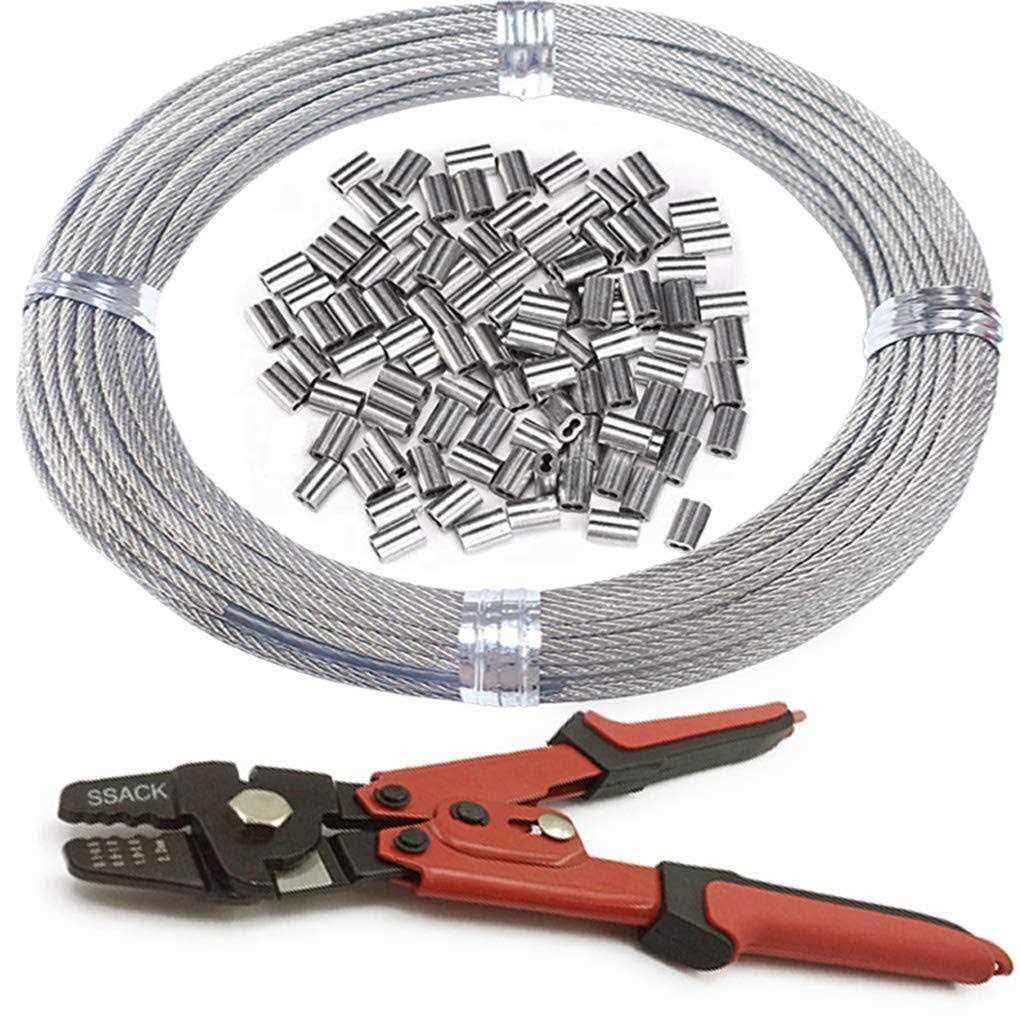 Ssack 304 Stainless Steel Cable Wire Rope 1/16 x 165ft Cutter&Crimping Tool and Sleeve100pcs - Cheap Fitting
