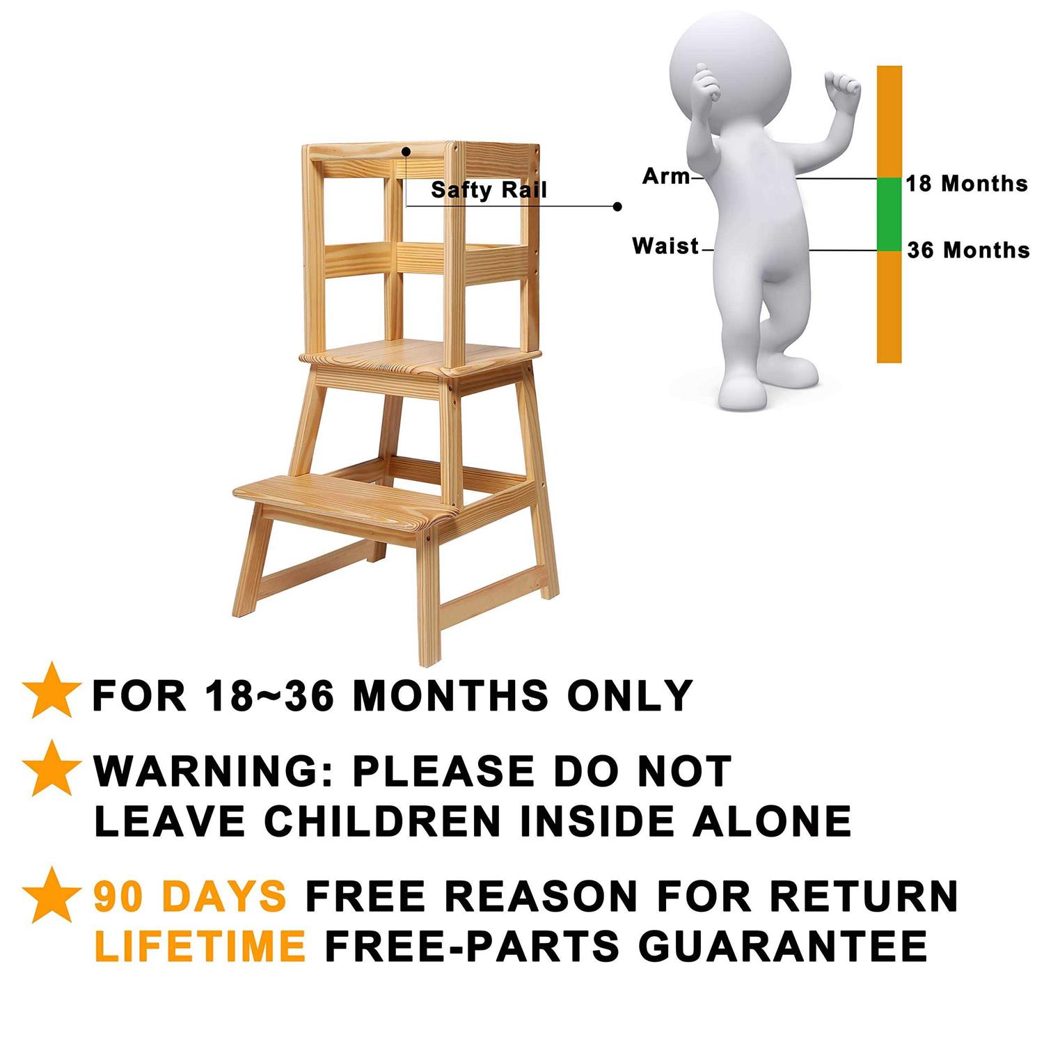 tracycosmetic Kids Kitchen Step Stool with Safety Rail - Cheap Fitting