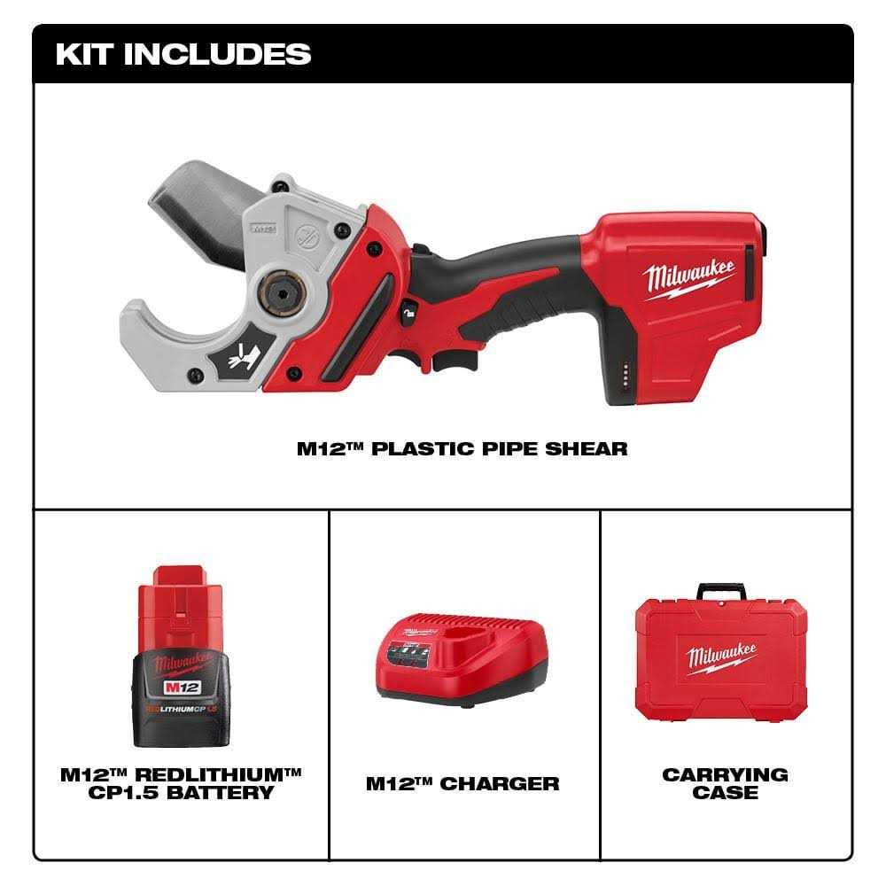 Milwaukee M12 12V Lithium-Ion Cordless Copper Tubing Cutter Kit with M12 PVC Shear Kit - Cheap Fitting