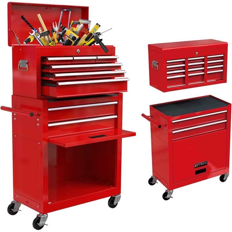 Tool Chest Box Combo with 8 Drawer 24W, Rolling Tool Storage Cabinet – Red - Cheap Fitting
