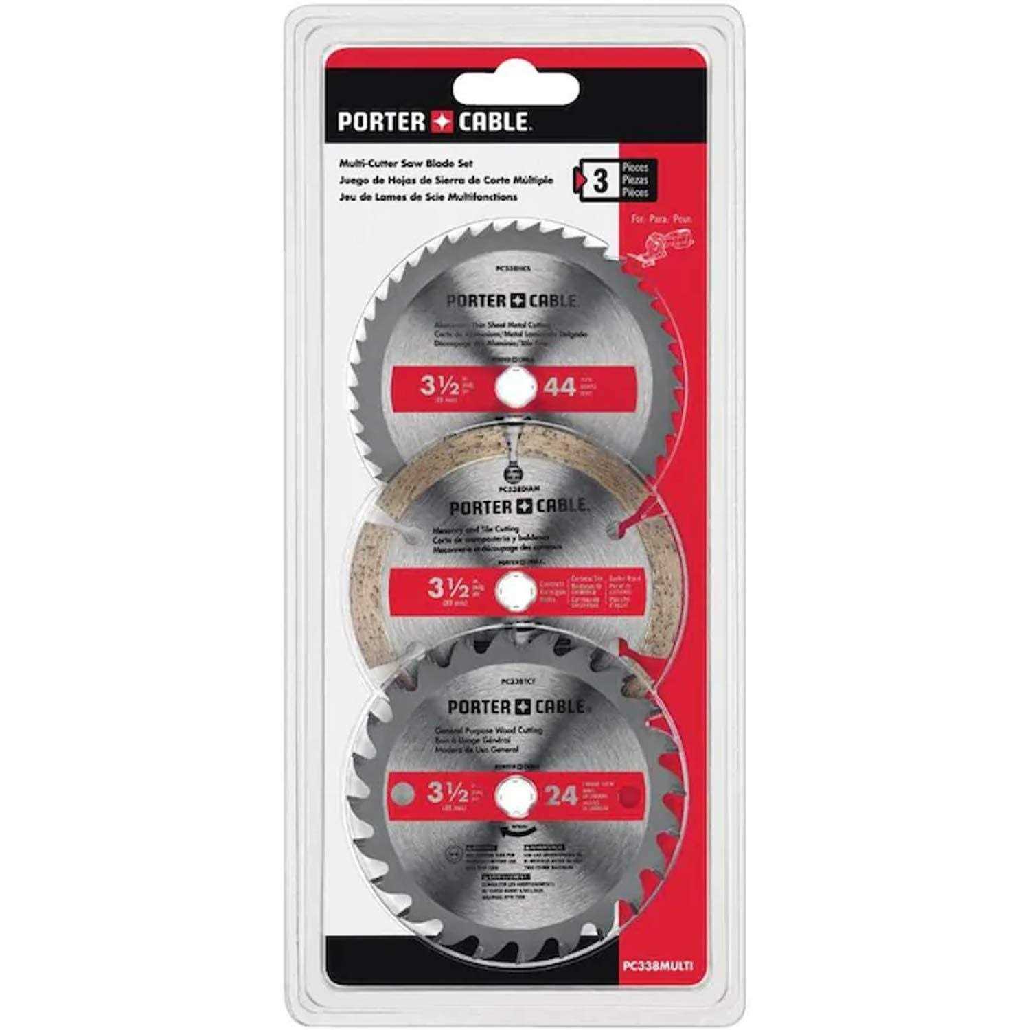 Porter Cable PC338MULTI 3 pack Circular Saw Blades 3-1/2 - Cheap Fitting