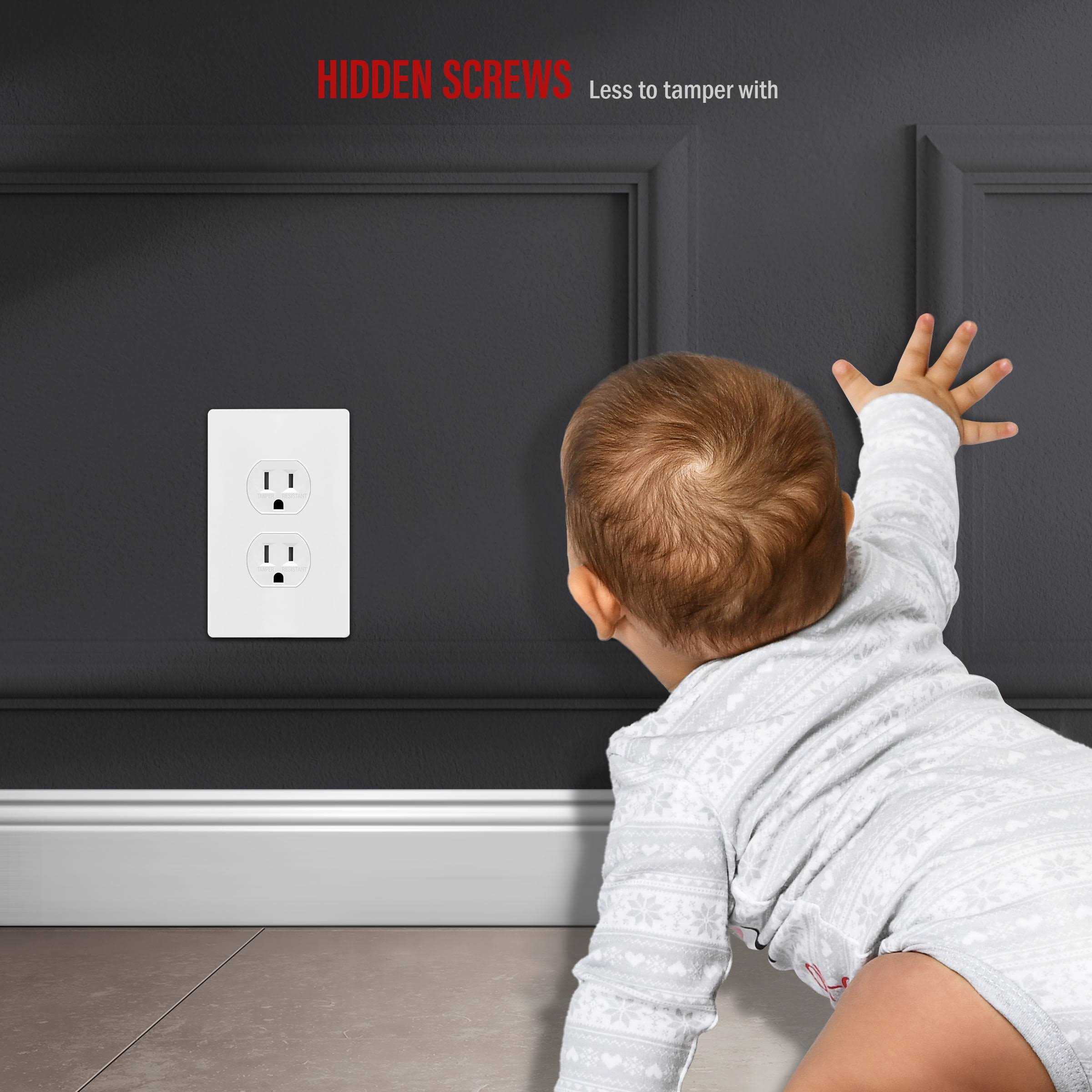 Enerlites Duplex Outlet Receptacle Cover Screwless Wall Plate - Cheap Fitting