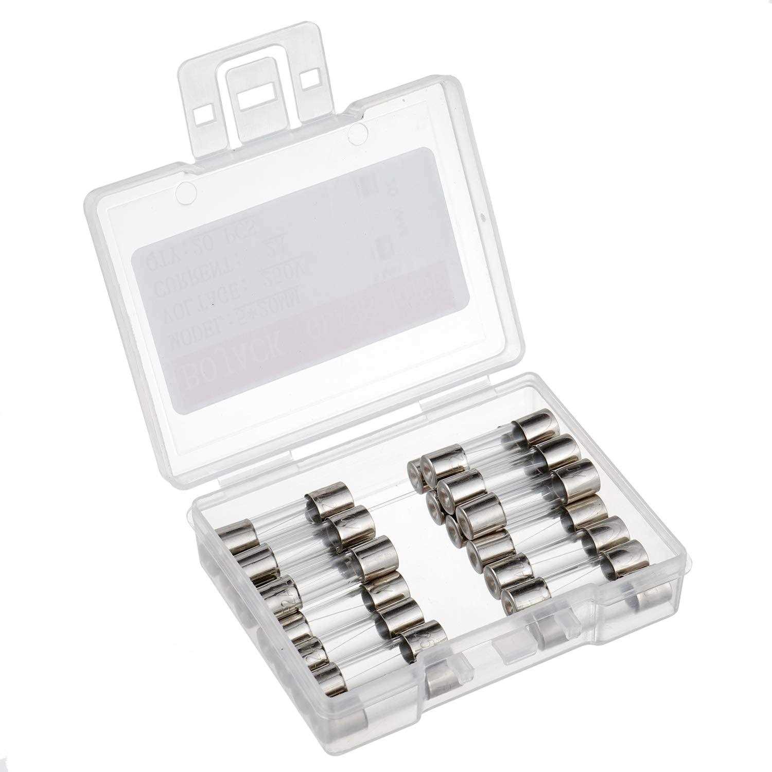 BOJACK 5x20mm 2A 2amp 250V 0.2 x 0.78 Inch F2AL250V Fast-Blow Glass Fuses - Cheap Fitting