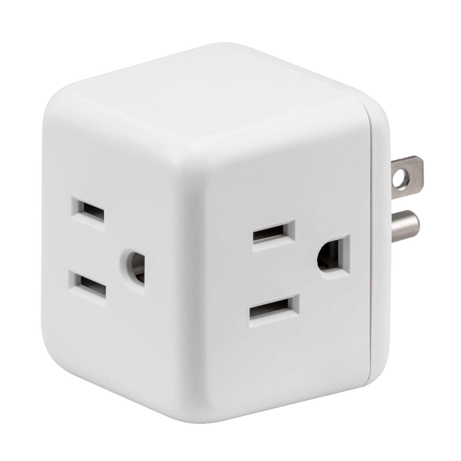 Philips 3-Outlet Grounded Cube Tap White - Cheap Fitting