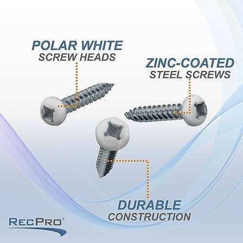 RecPro 8×1 Pan Head Metal RV Screws Polar White - Cheap Fitting