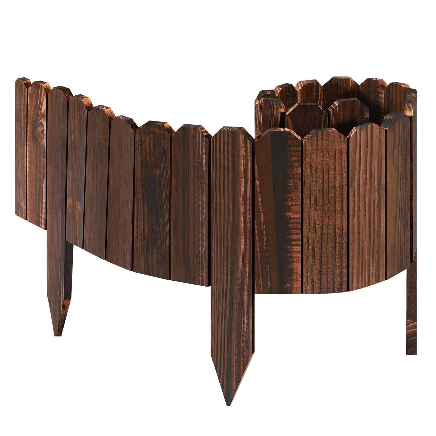 LINSHRY Wood Garden Edging Border 7.9 in H x 3.9 ft L. Wooden Garden Fence Border for Decorative Landscape Border Edging - Cheap Fitting
