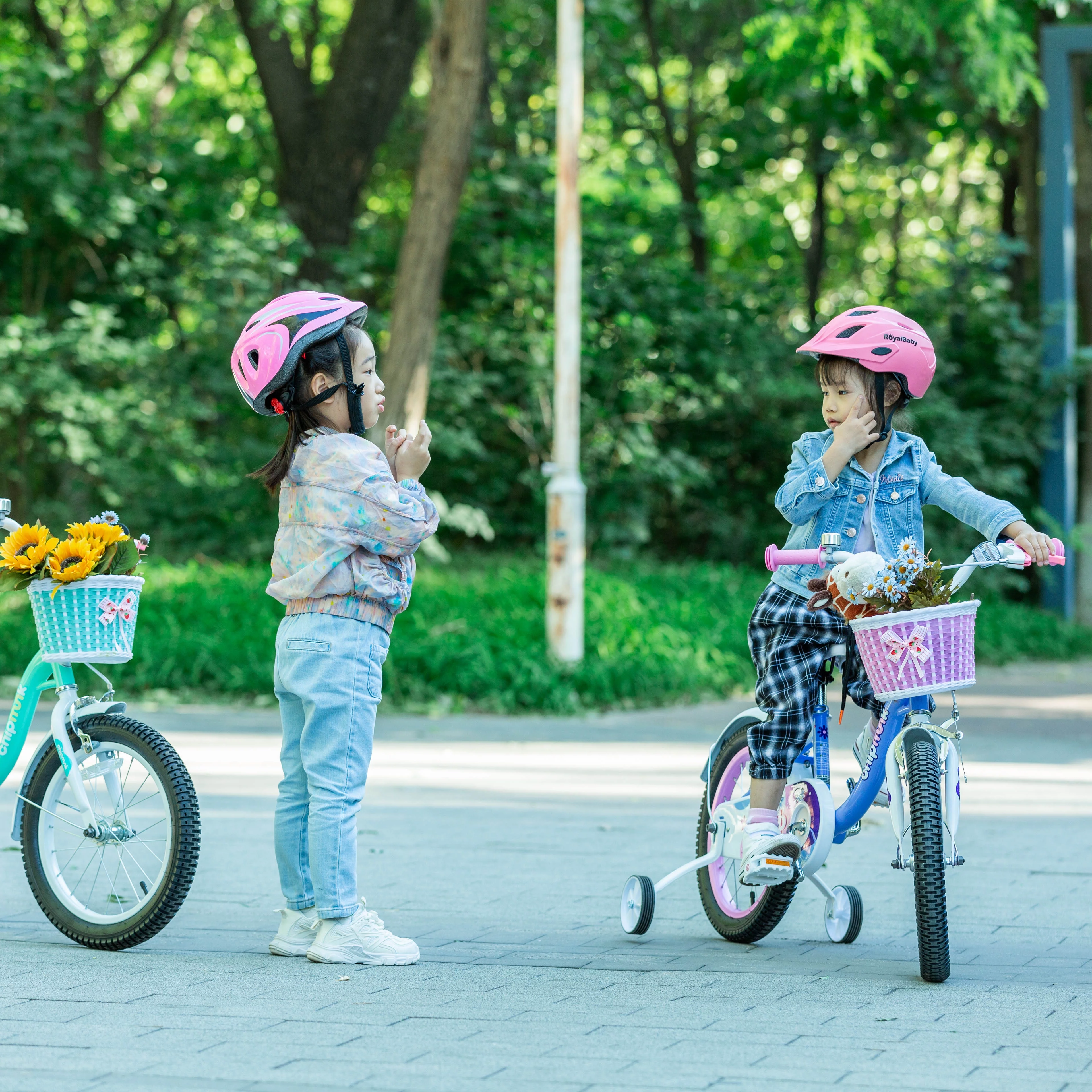 RoyalBaby Spring Kids Bike Girls 14 Inch Bicycle with Basket for Ages 3-9 Years Training Wheel Options Green - Cheap Fitting