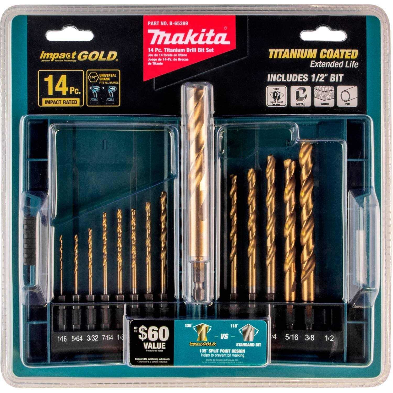 Makita B-65399 Impact Gold 14 Pc. Titanium Drill Bit Set - Cheap Fitting