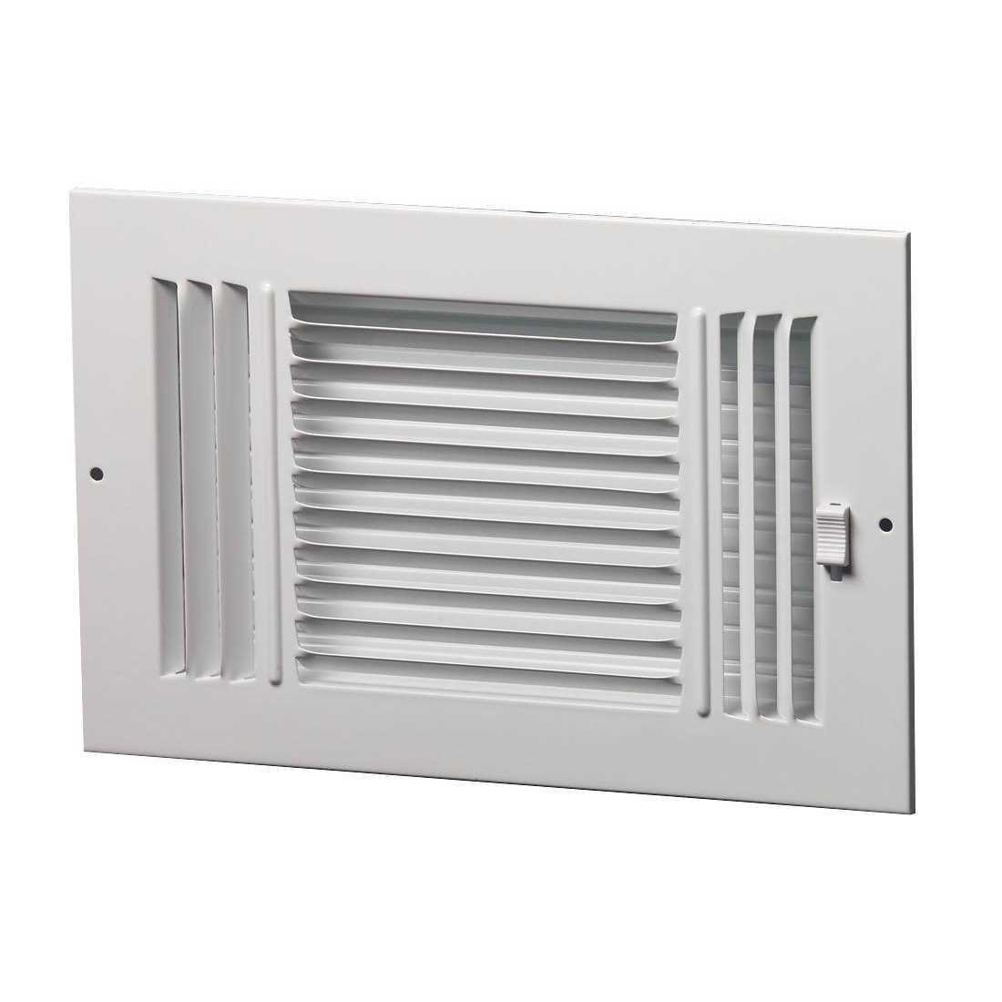 ProSelect PS3WW Stamped Steel 3-Way Residential Ceiling & Sidewall Register in White - Cheap Fitting