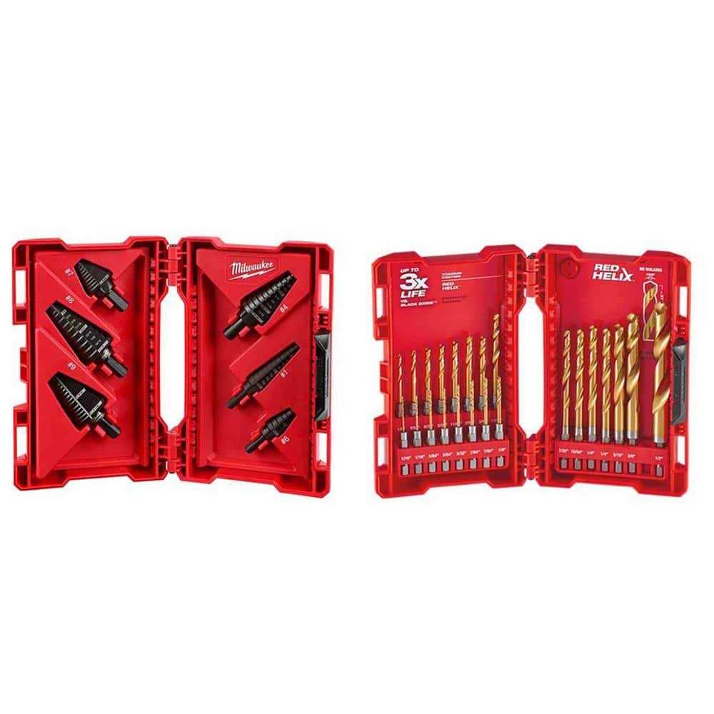 Milwaukee Black Oxide Step Drill Bit Set with Titanium Drill Bit Set - Cheap Fitting