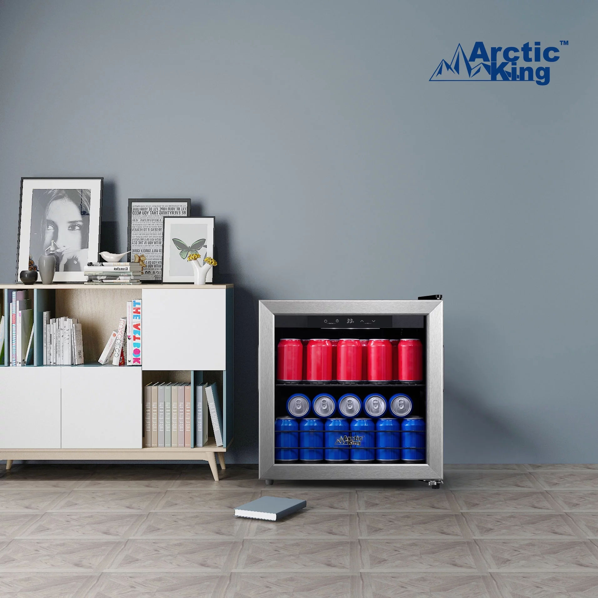Arctic King 48-Can Beverage Fridge & Cooler with Electrical Control, Stainless Steel Look, ARV48B1AST - Cheap Fitting