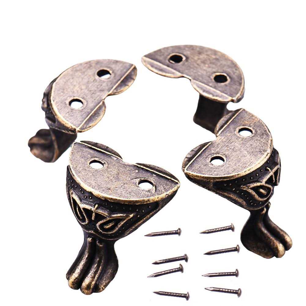 4Pcs Antique Brass Box Legs Feet Corner Protector Zinc Alloy Gift Box Jewelry Wood Case Decorative Feet Leg Metal Corner Protector Furniture Fittings - Cheap Fitting