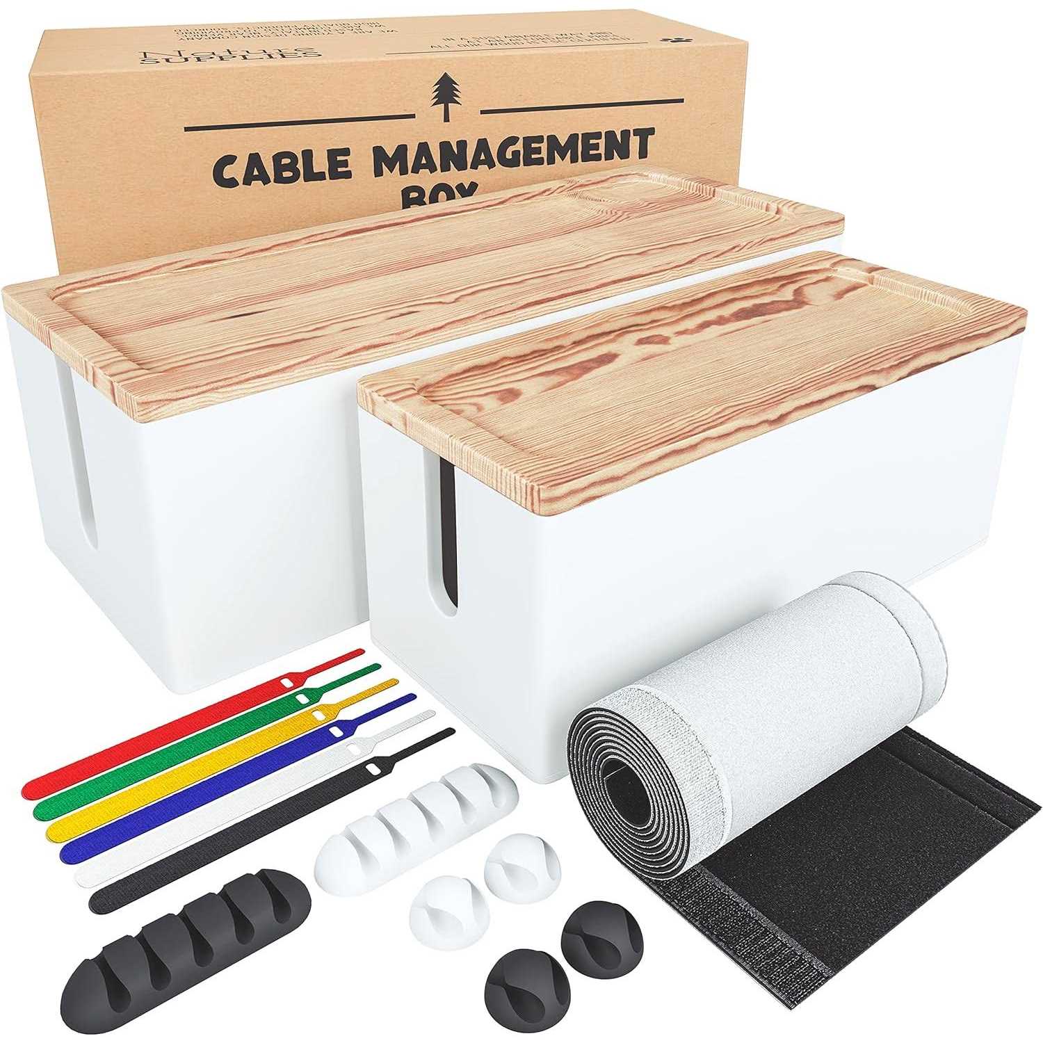 Nature Supplies Large & Medium Cord Organizer Box Set to Hide Wires & Power - Cheap Fitting