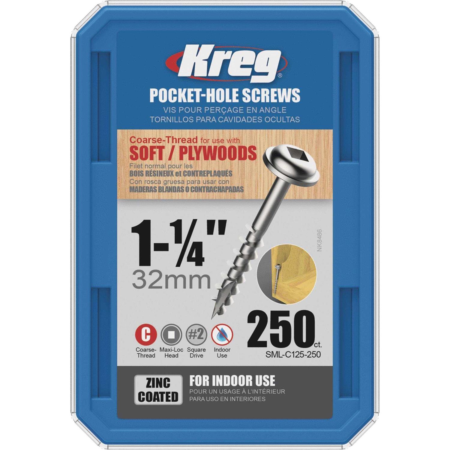 Kreg Zinc Pocket-Hole Screws 1-1/4 SML-C125-250 - Cheap Fitting