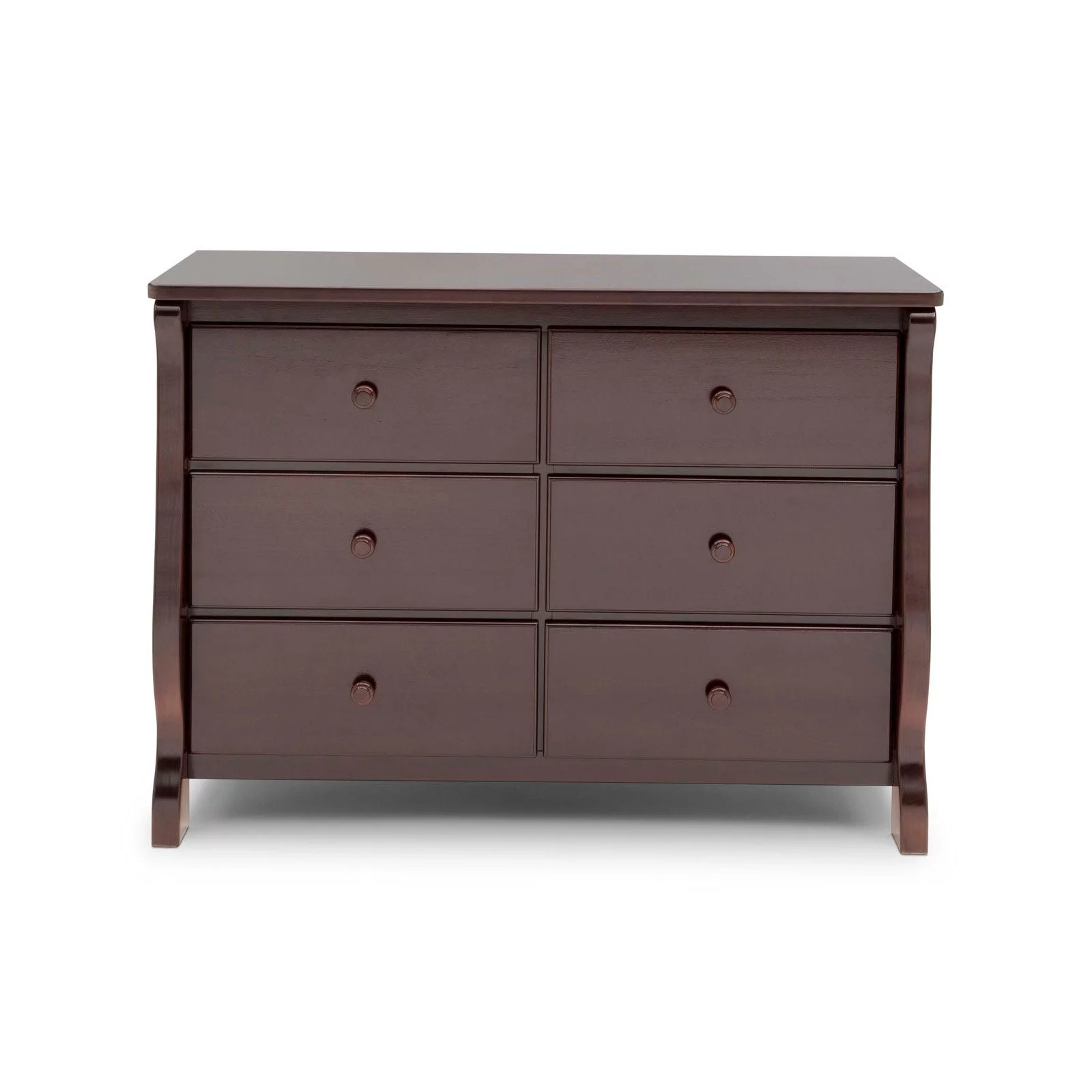 Delta Children Universal 6 Drawer Dresser with Interlocking Drawers - Greenguard Gold Certified, Dark Chocolate - Cheap Fitting
