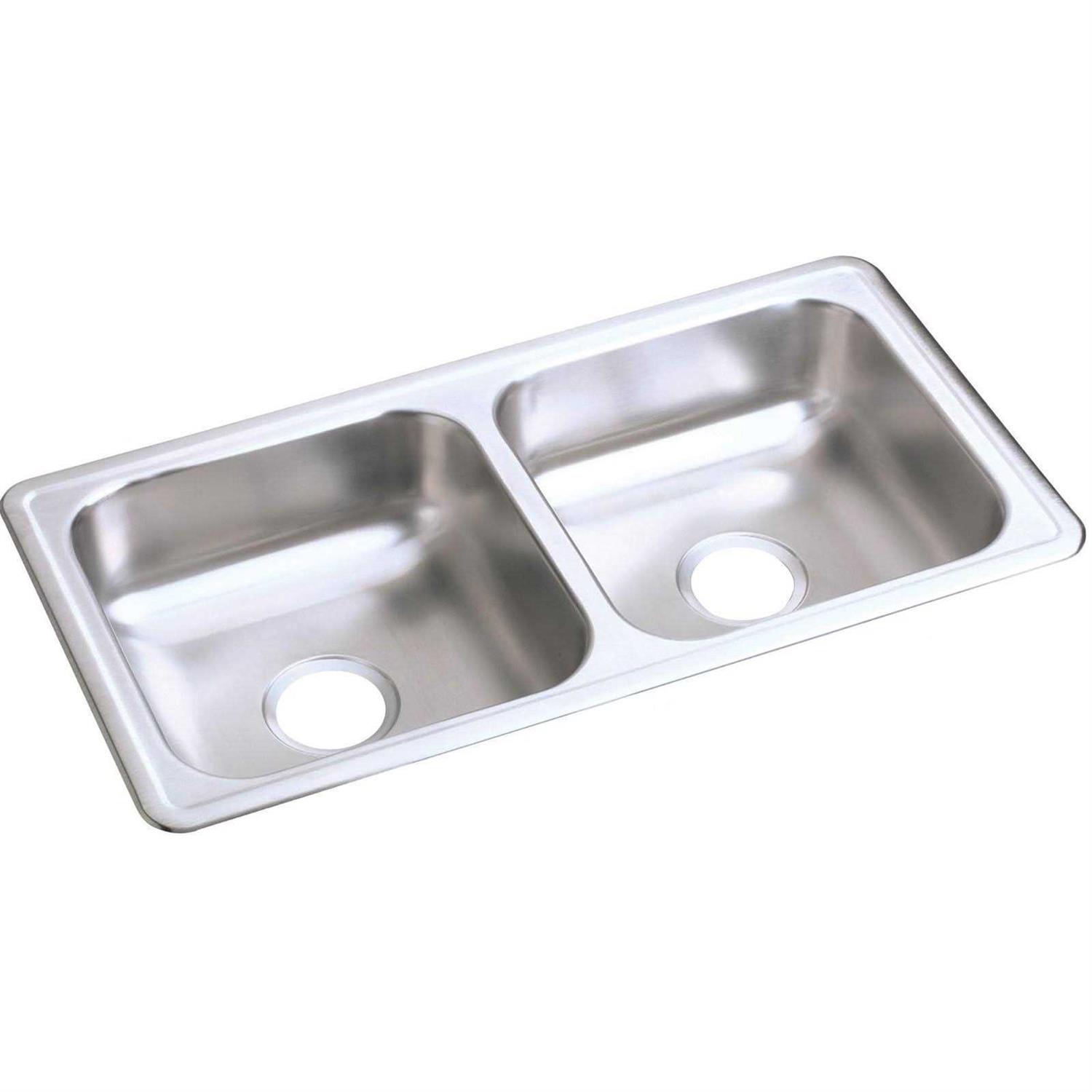 Elkay D23317 Dayton Stainless Steel Double Bowl Top Mount Sink - Cheap Fitting