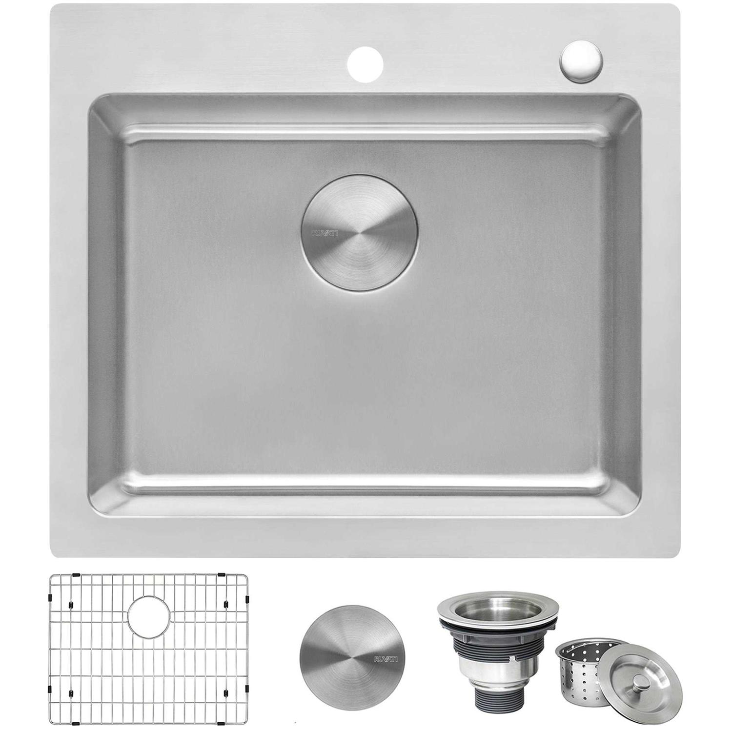 Ruvati 23 x 20 inch Drop-in Topmount Kitchen Sink 16 Gauge Stainless Steel Single Bowl RVM5923 - Cheap Fitting