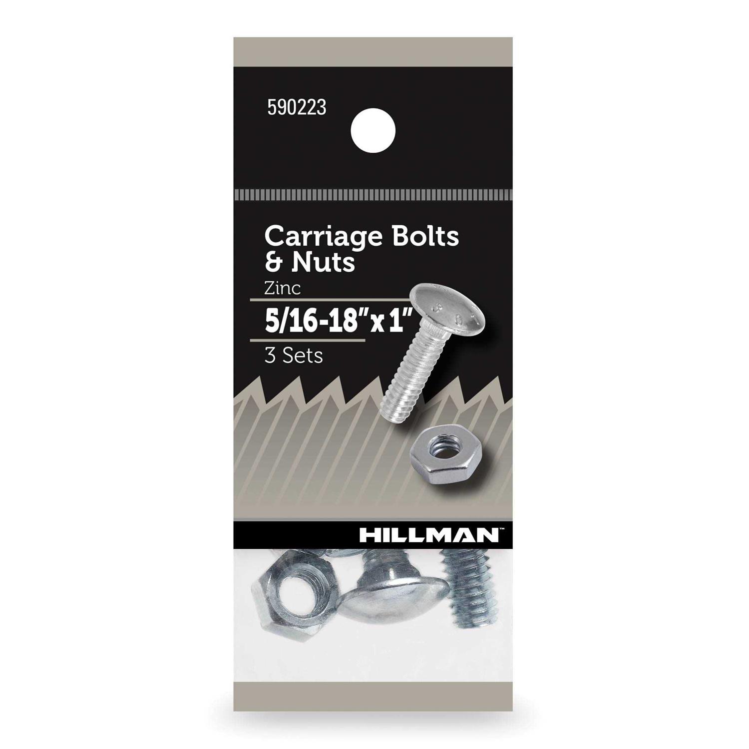 Hillman Carriage Bolts and Nuts 5/16-18 inch x - Cheap Fitting