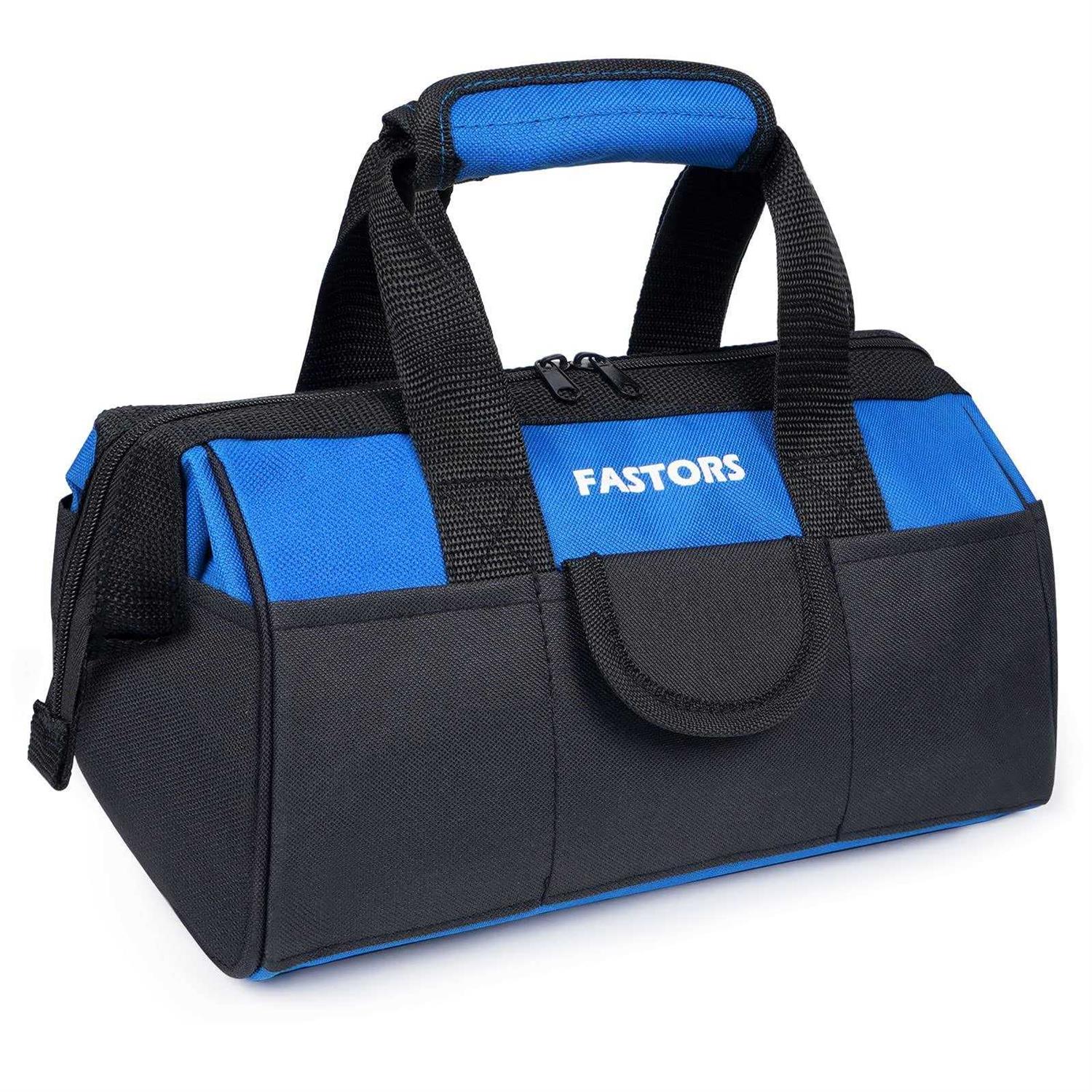 FASTORS Tool Bag 13-Inch Wide Mouth Tool Bag With 8 Pockets Outside and 2 Pockets Inside - Cheap Fitting