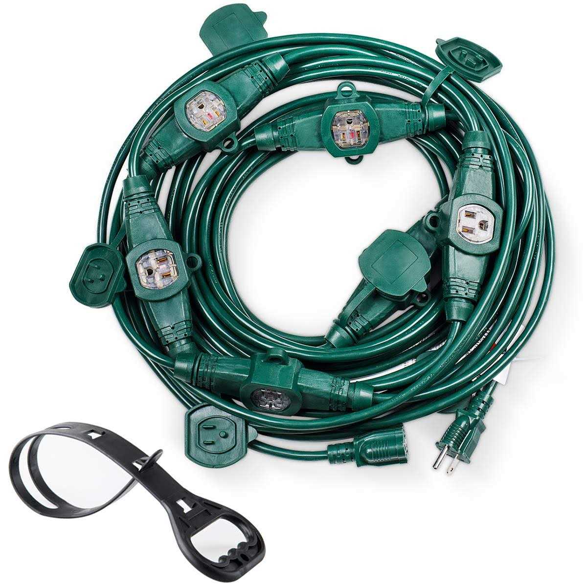 Yodotek 25ft Gauge Outdoor Power Extension Cord,Four Outlet Cable.Multiple Evenly-Spaced Plug Ideal for Landscaping Light,Stage Backline,Holiday - Cheap Fitting